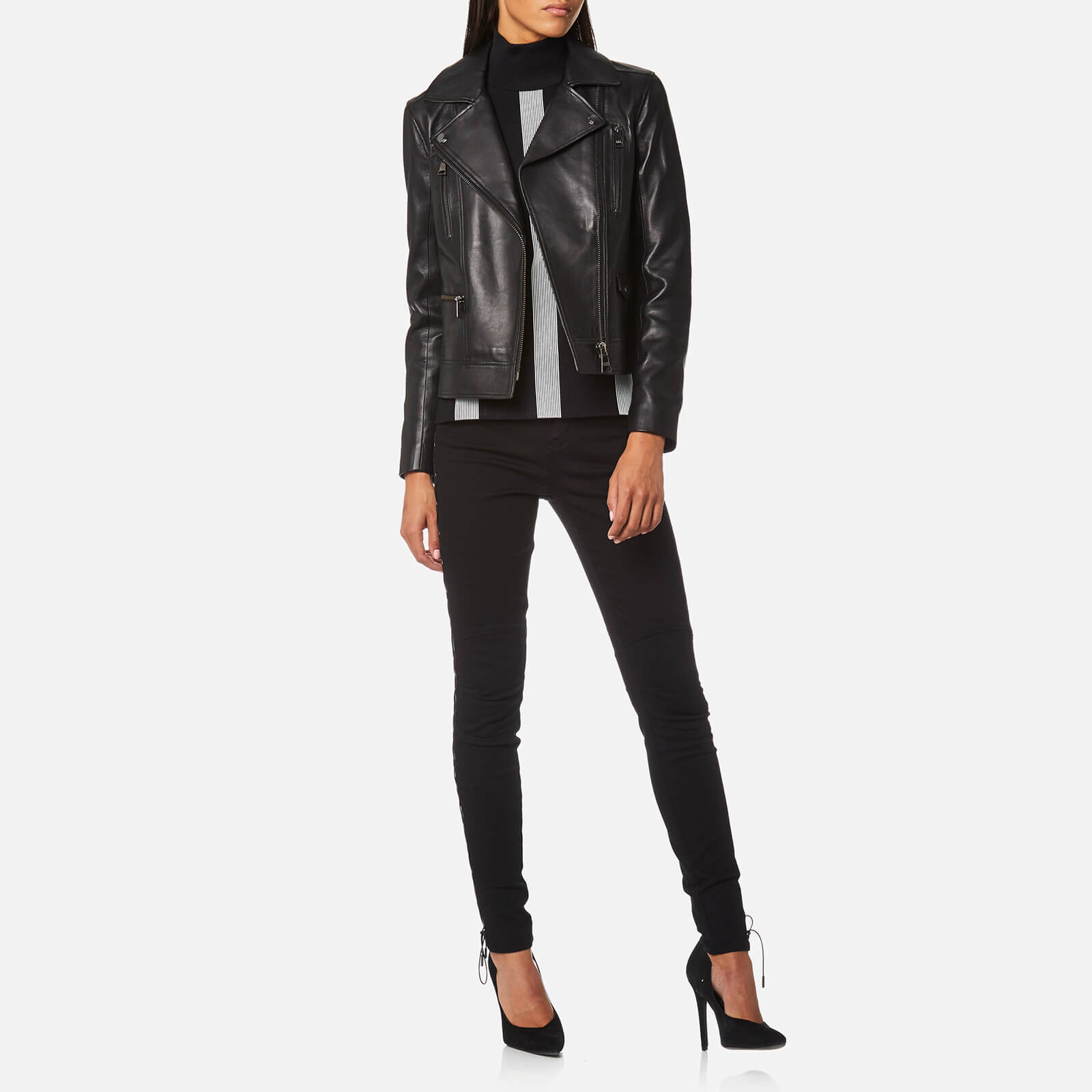 Karl lagerfeld women's leather jacket hot sale