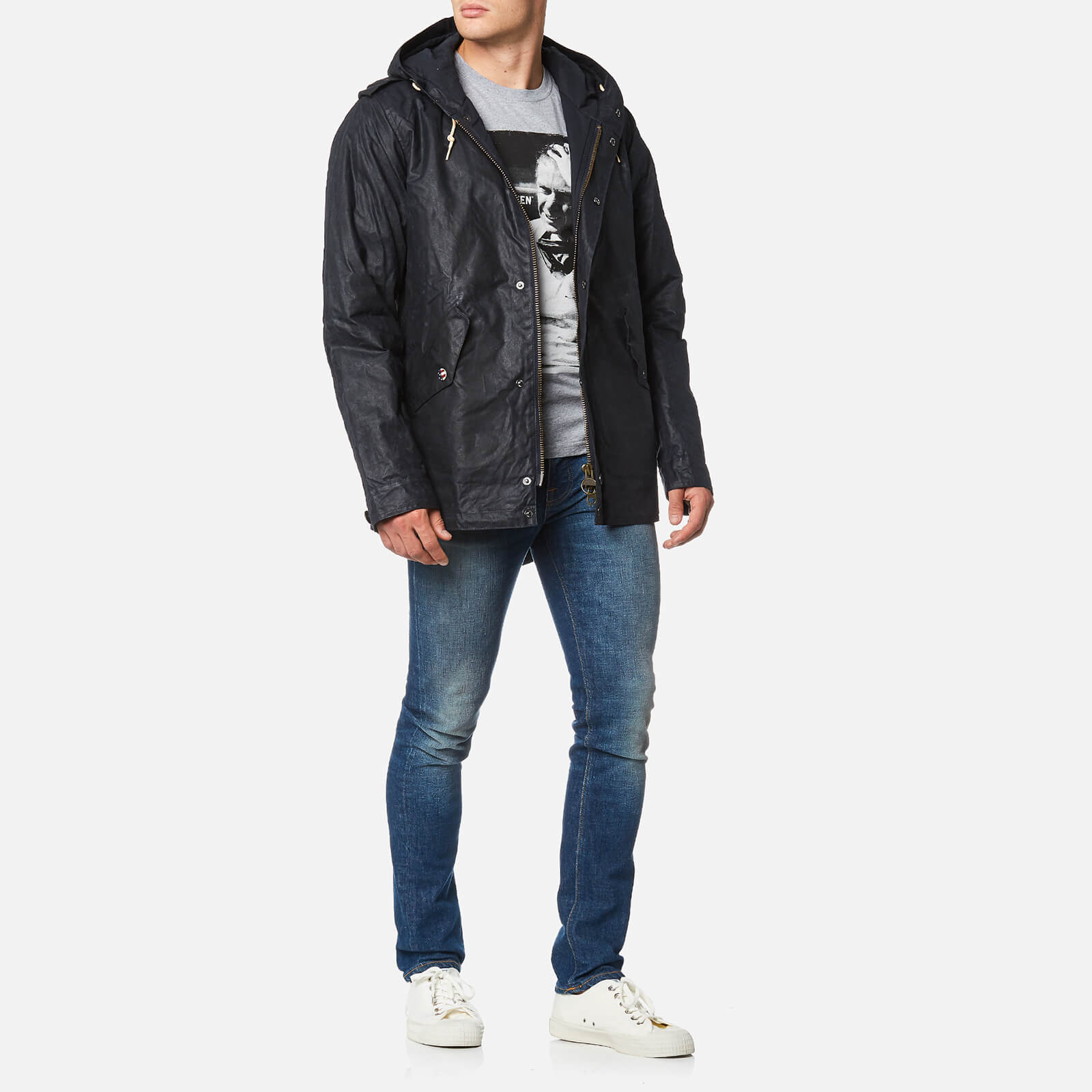 Barbour X Steve McQueen Men s Shell Wax Parka Navy Coggles