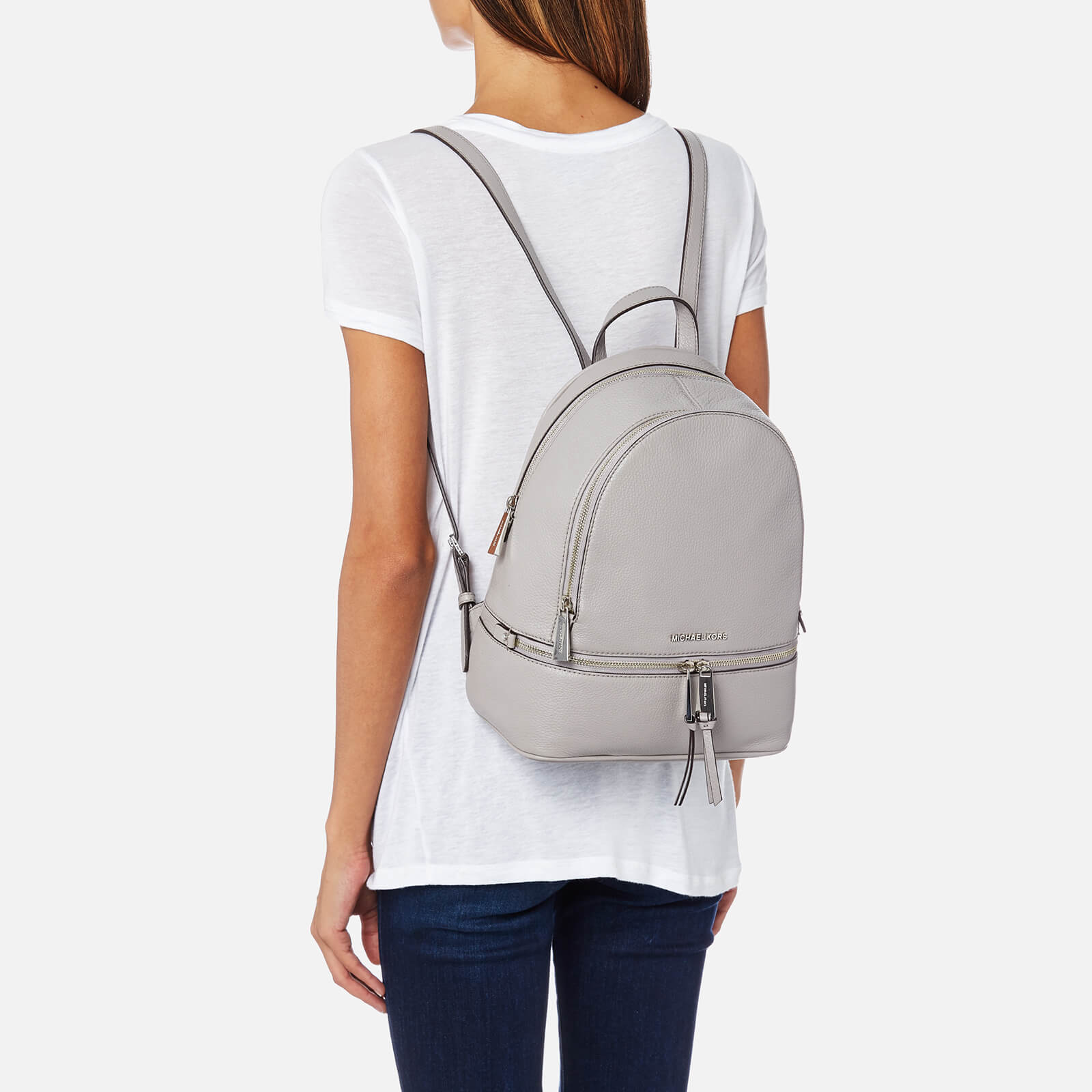 MICHAEL MICHAEL KORS Women s Rhea Zip Medium Backpack Pearl Grey Coggles