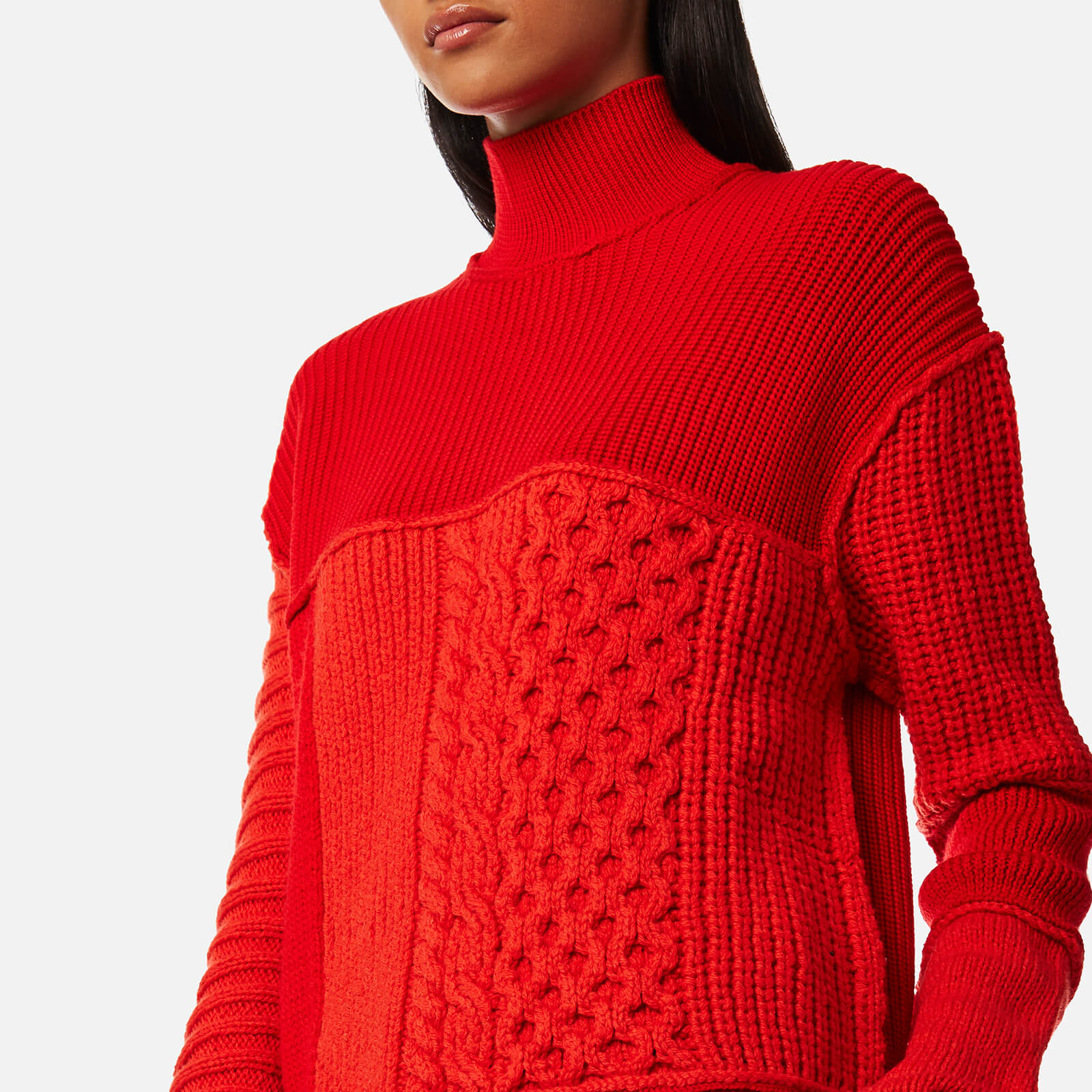Alexander McQueen CABLE KNIT SKULL SWEATER WITH FUR COLLAR