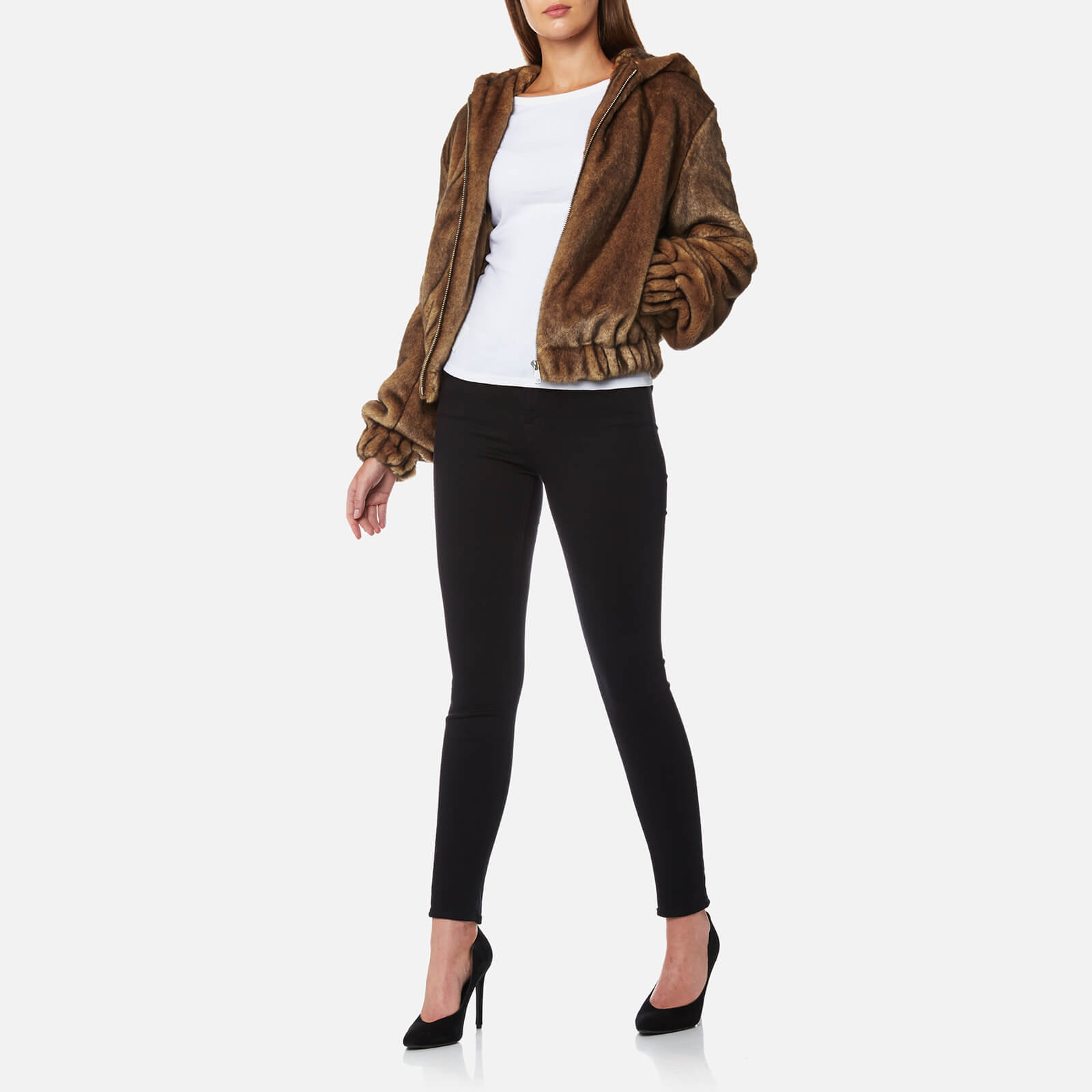 Helmut lang faux fur bomber jacket sales
