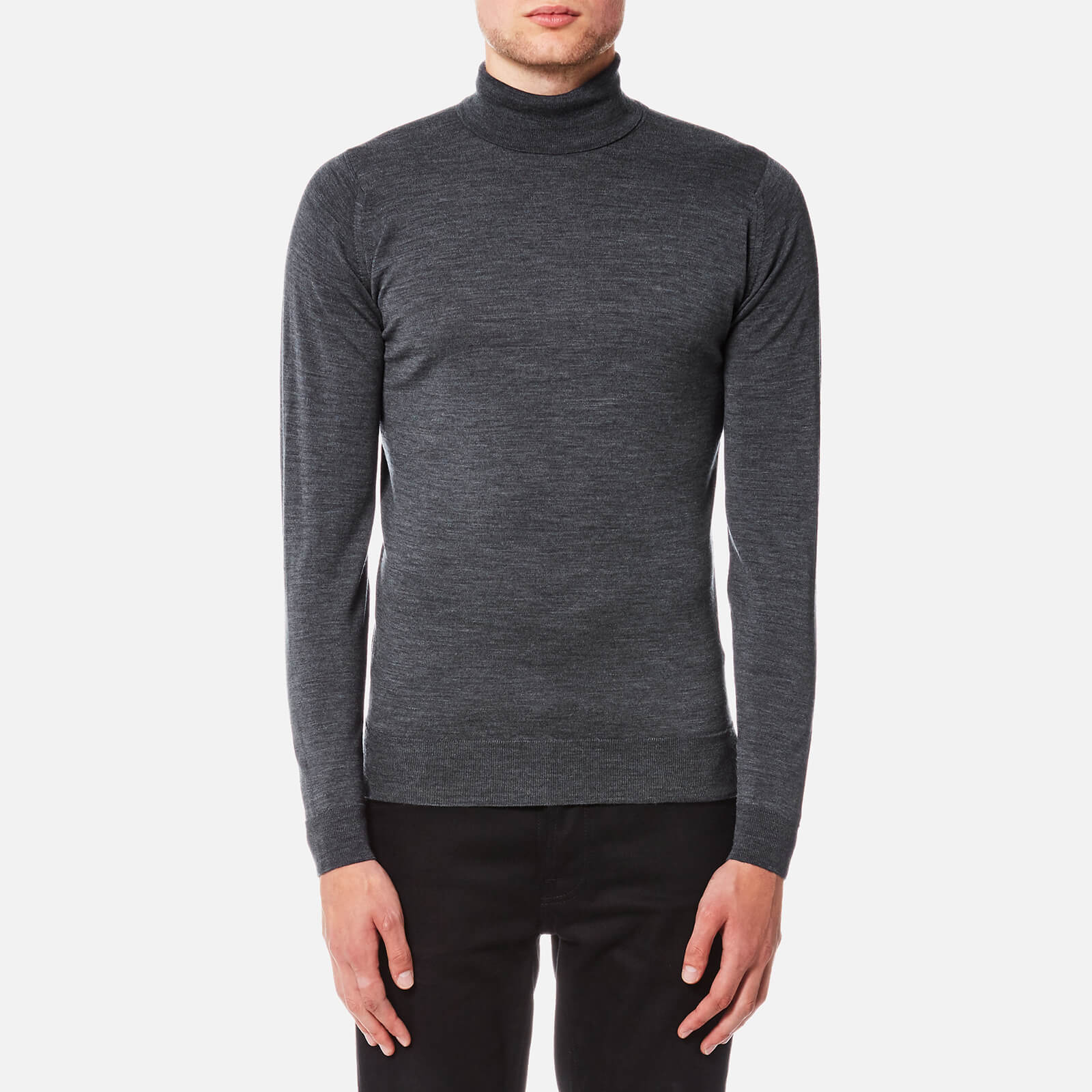 John Smedley Men s Cherwell 30 Gauge Extra Fine Roll Neck Jumper Charcoal Coggles