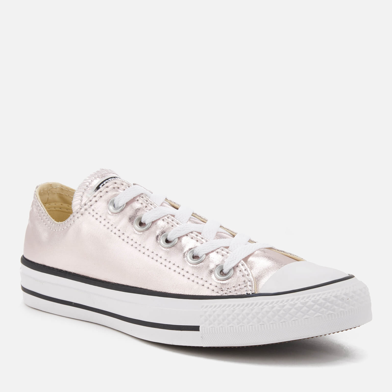 Converse Women s Chuck Taylor All Star Metallic Canvas Ox Trainers Rose Quartz White Black Allsole