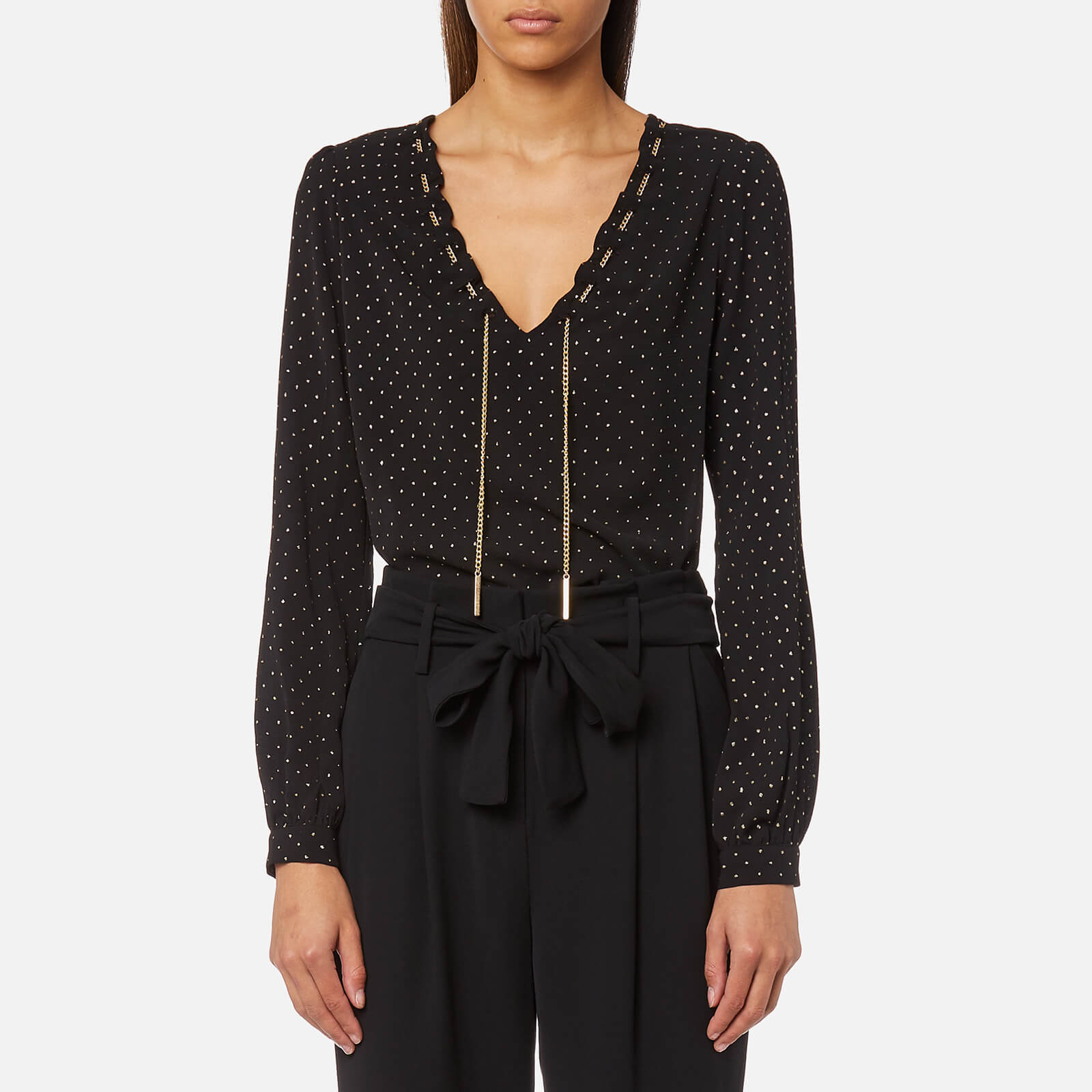MICHAEL MICHAEL KORS Women s Starbright Chain Blouse Black Gold Coggles