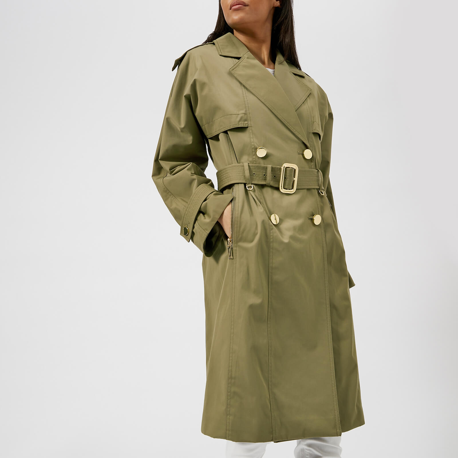 Olive green michael kors coat clearance