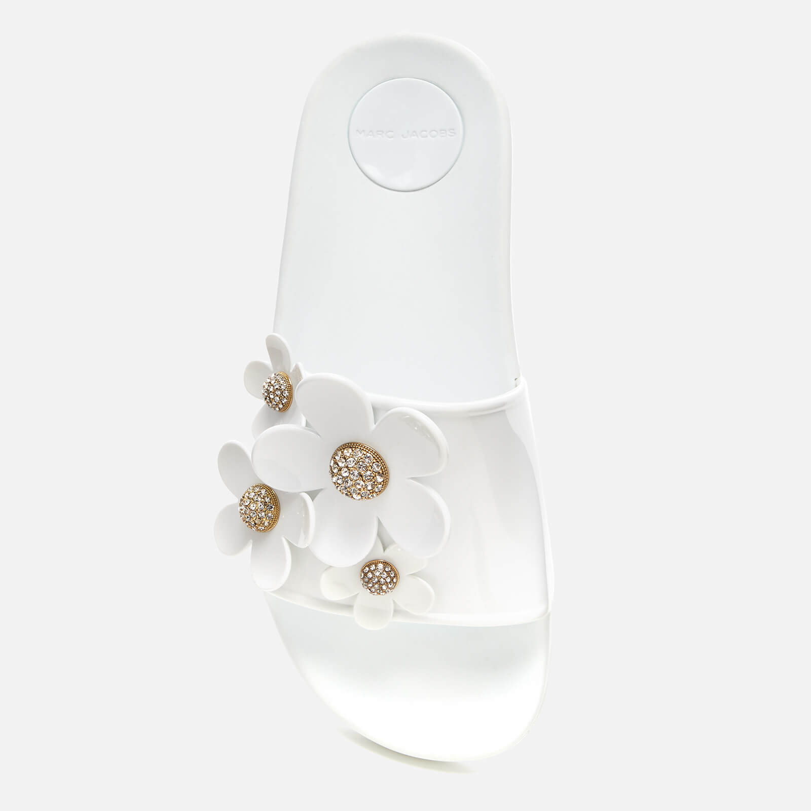 Marc Jacobs Women s Daisy Pave Aqua Slide Sandals White Coggles