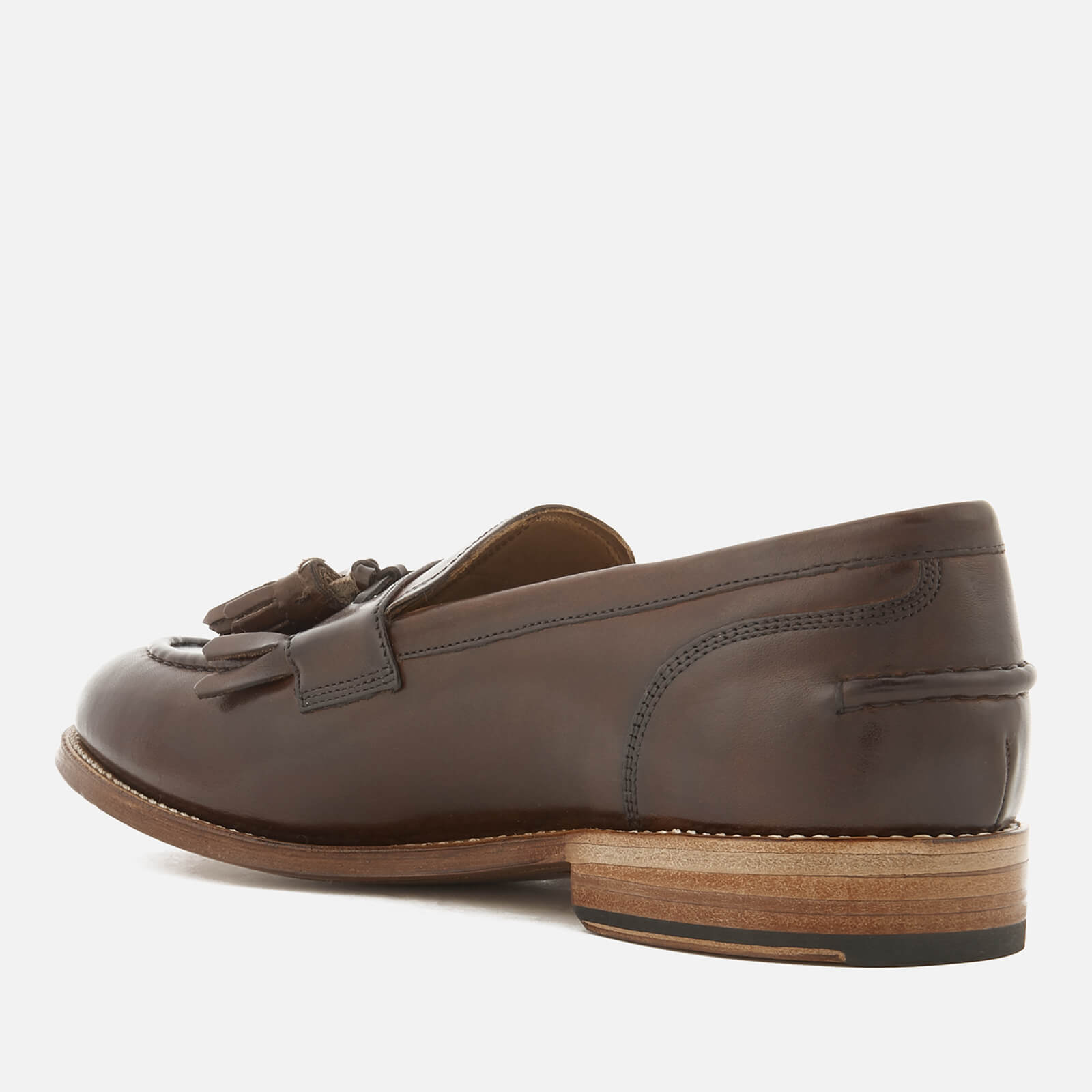 Grenson Men s Mackenzie Hand Painted Leather Tassel Loafers Dark Brown Allsole