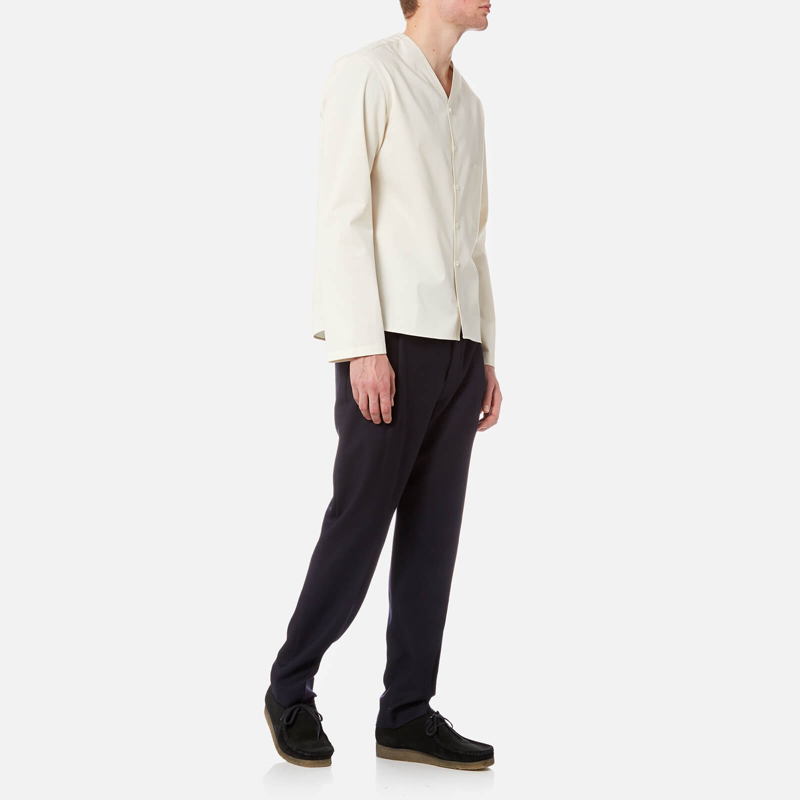 Lemaire Men's V-Neck Collar Shirt - Ecru | Coggles