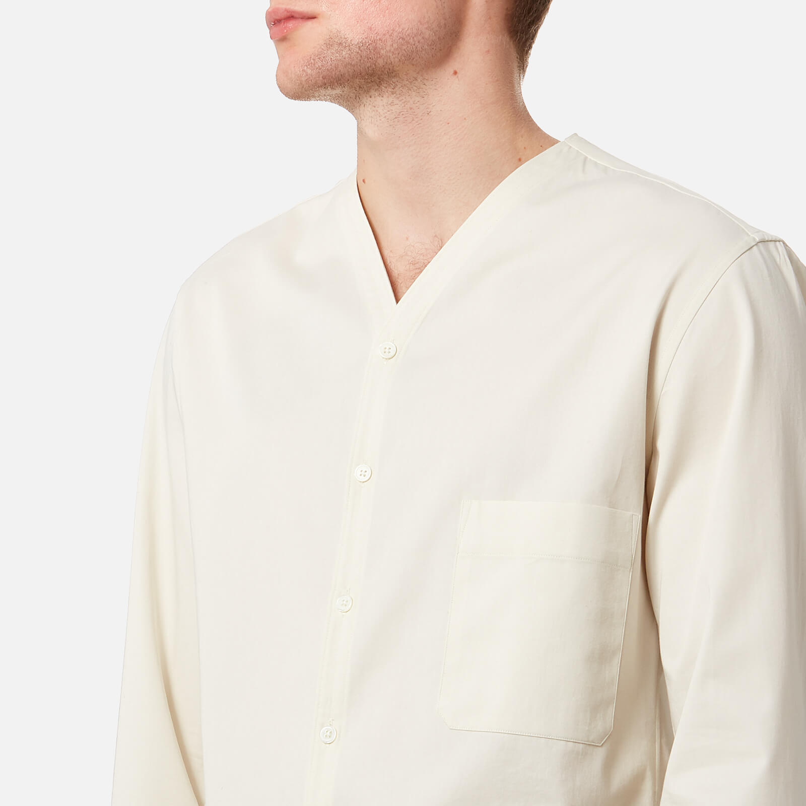 Lemaire Men's V-Neck Collar Shirt - Ecru | Coggles