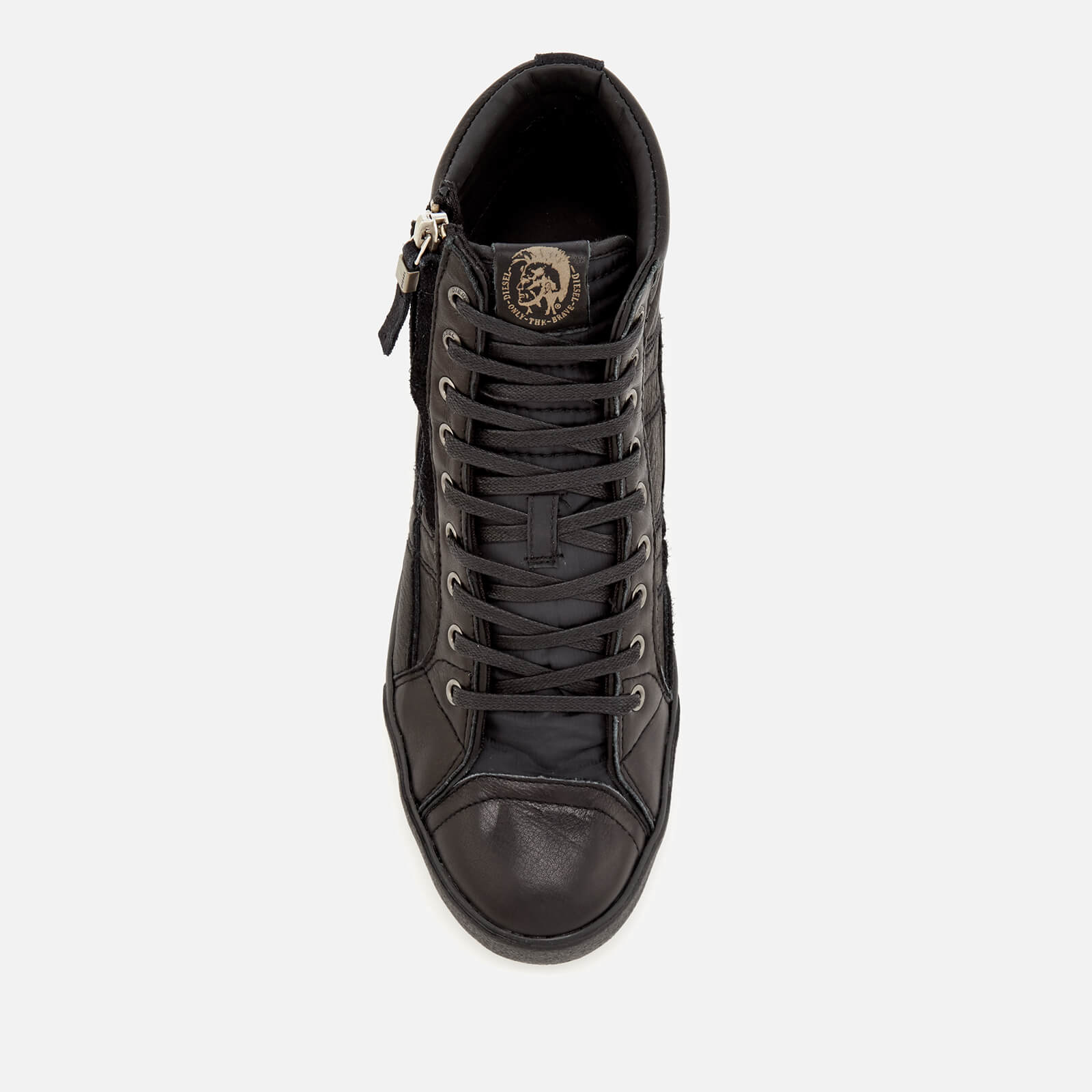 Diesel Men s D String Plus Leather Hi Top Trainers Black Allsole