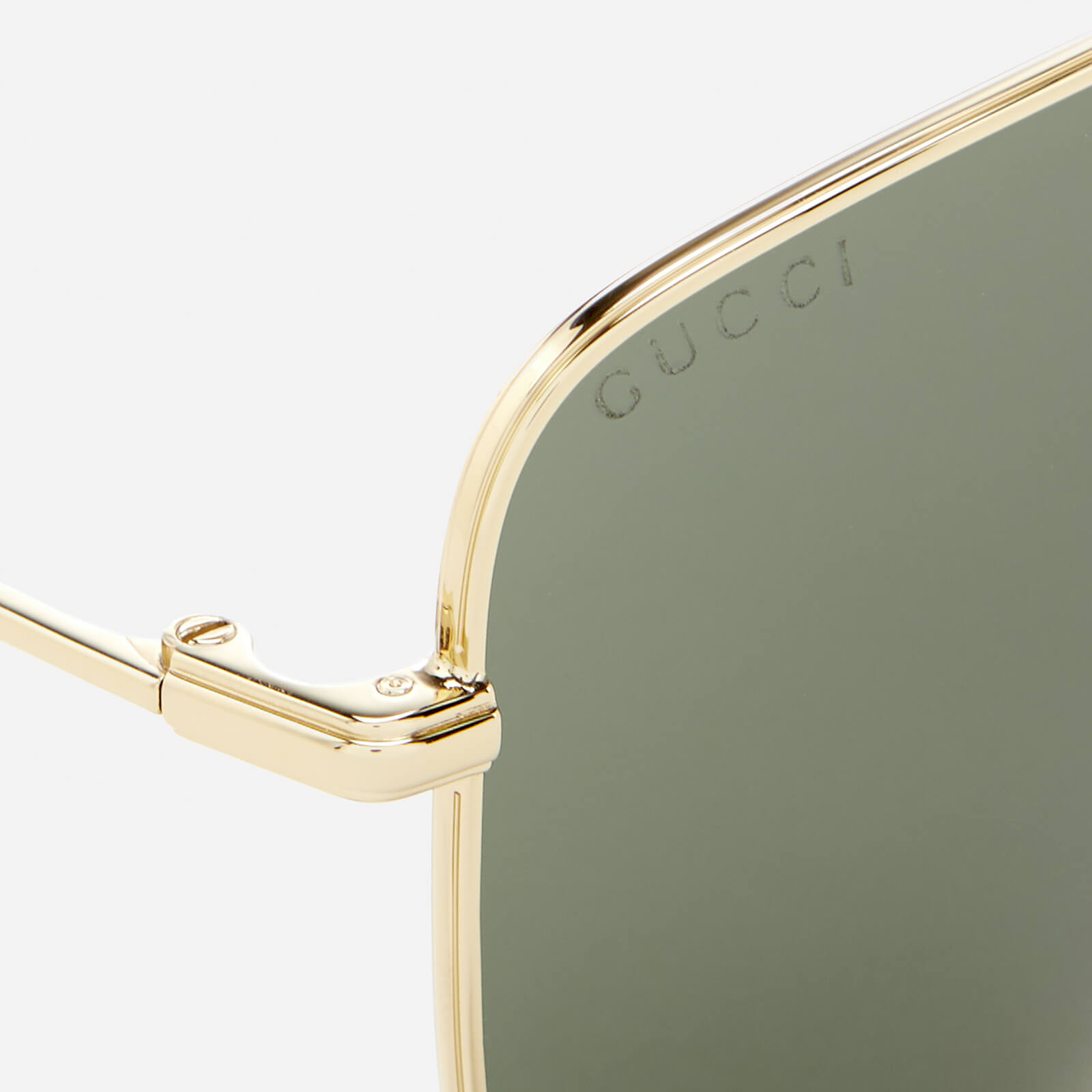 Gucci Men's Square Metal Frame Sunglasses - Gold/Green | Coggles