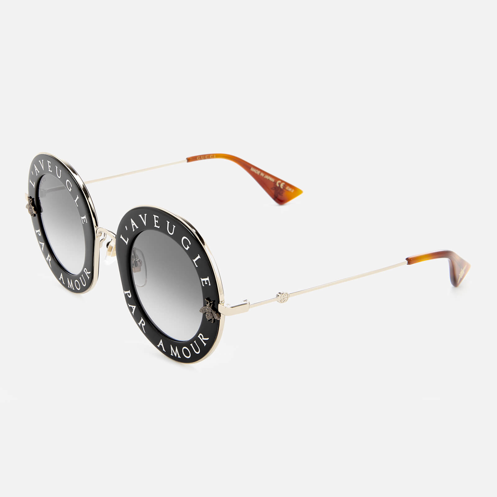 サングラス GUCCI ROUND ACETATE SUNGLASSES Round-frame sunglasses in black and green acetate | GUCCI® US