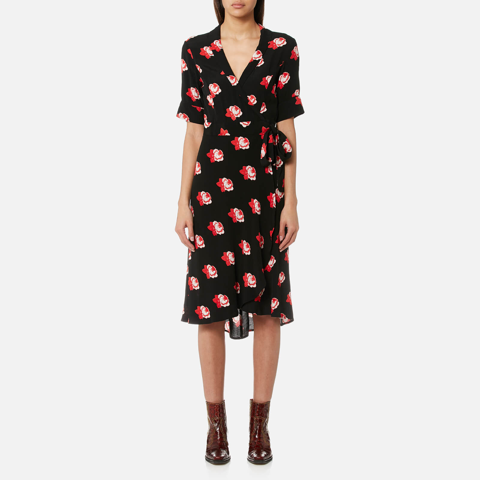 Ganni crepe wrap dress deals