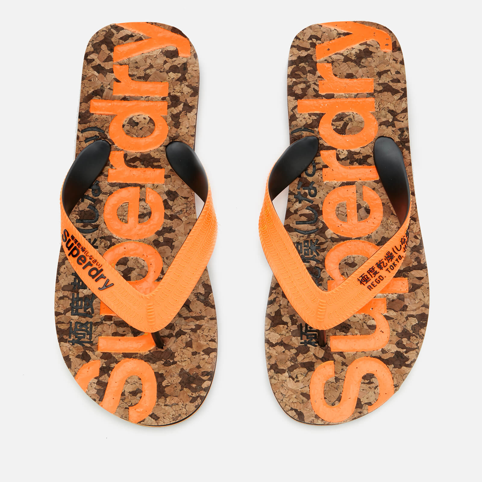 Superdry Men s Cork Flip Flops Black Fleck Fluro Orange Allsole