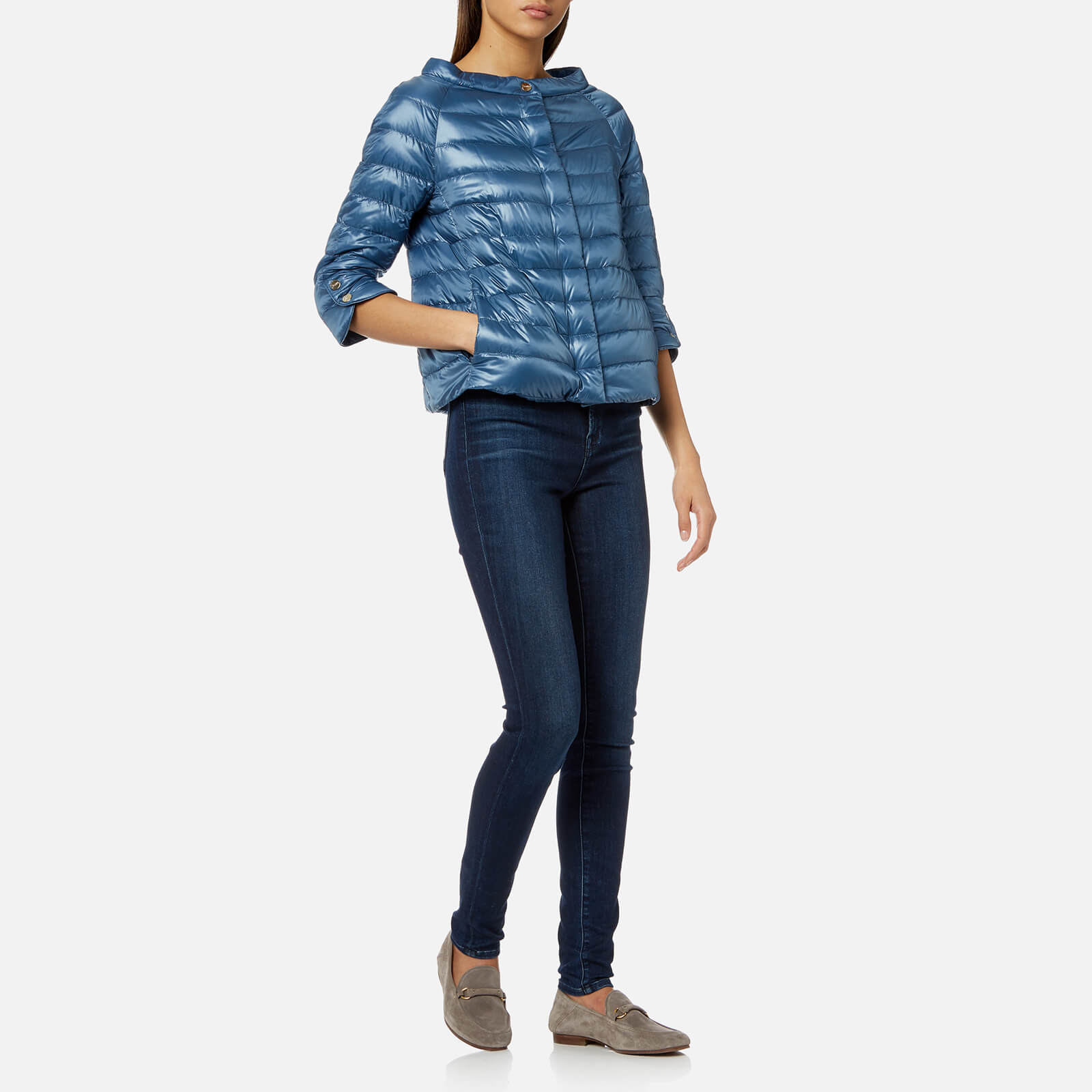 ジャケット PAROSH Women Outer D420418VI Blue Herno Women's Cape Woven Jacket with 3/4 Sleeves - Blue
