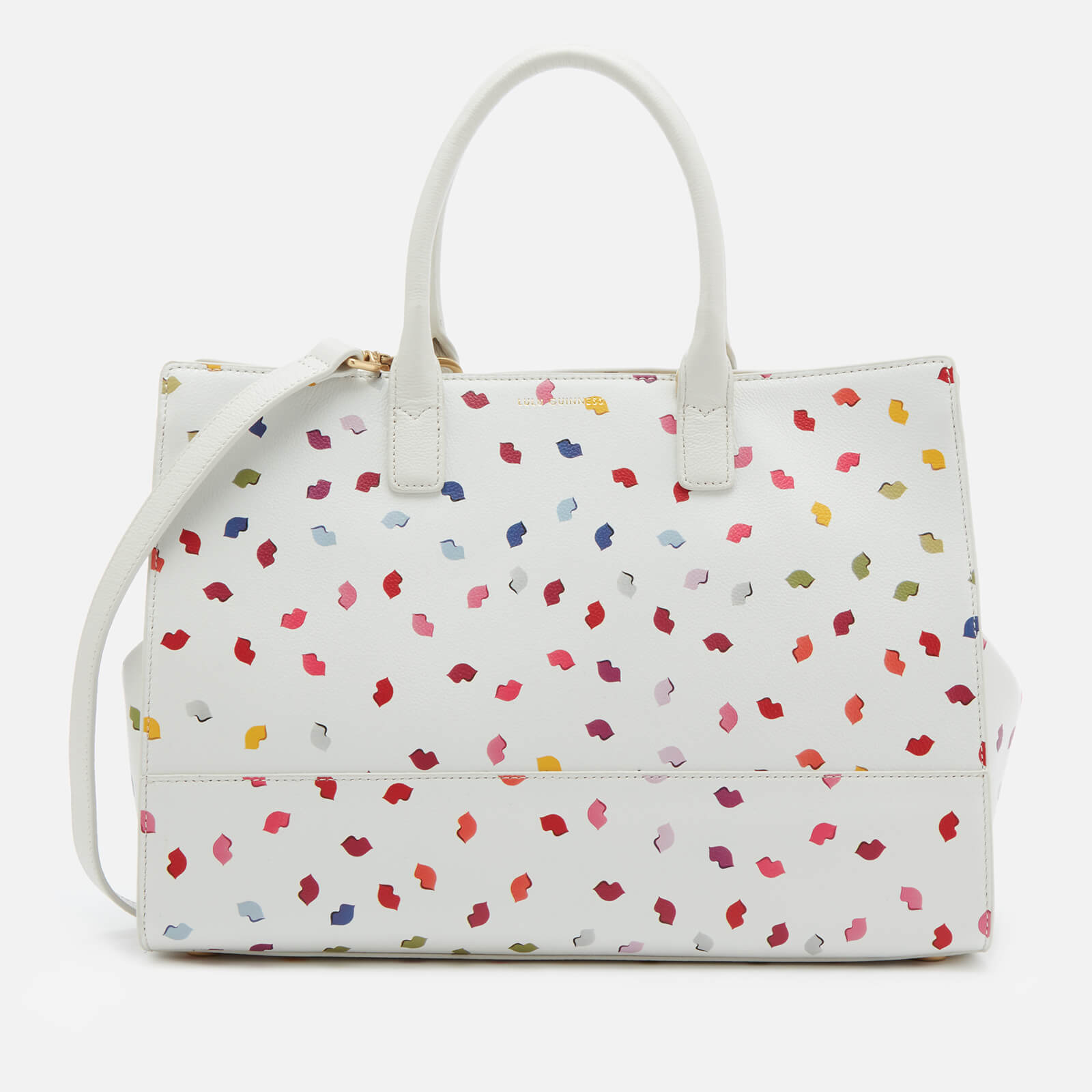 Lulu Guinness Women s Daphne Confetti Lip Print Tote Bag Pale Grey Multi Coggles