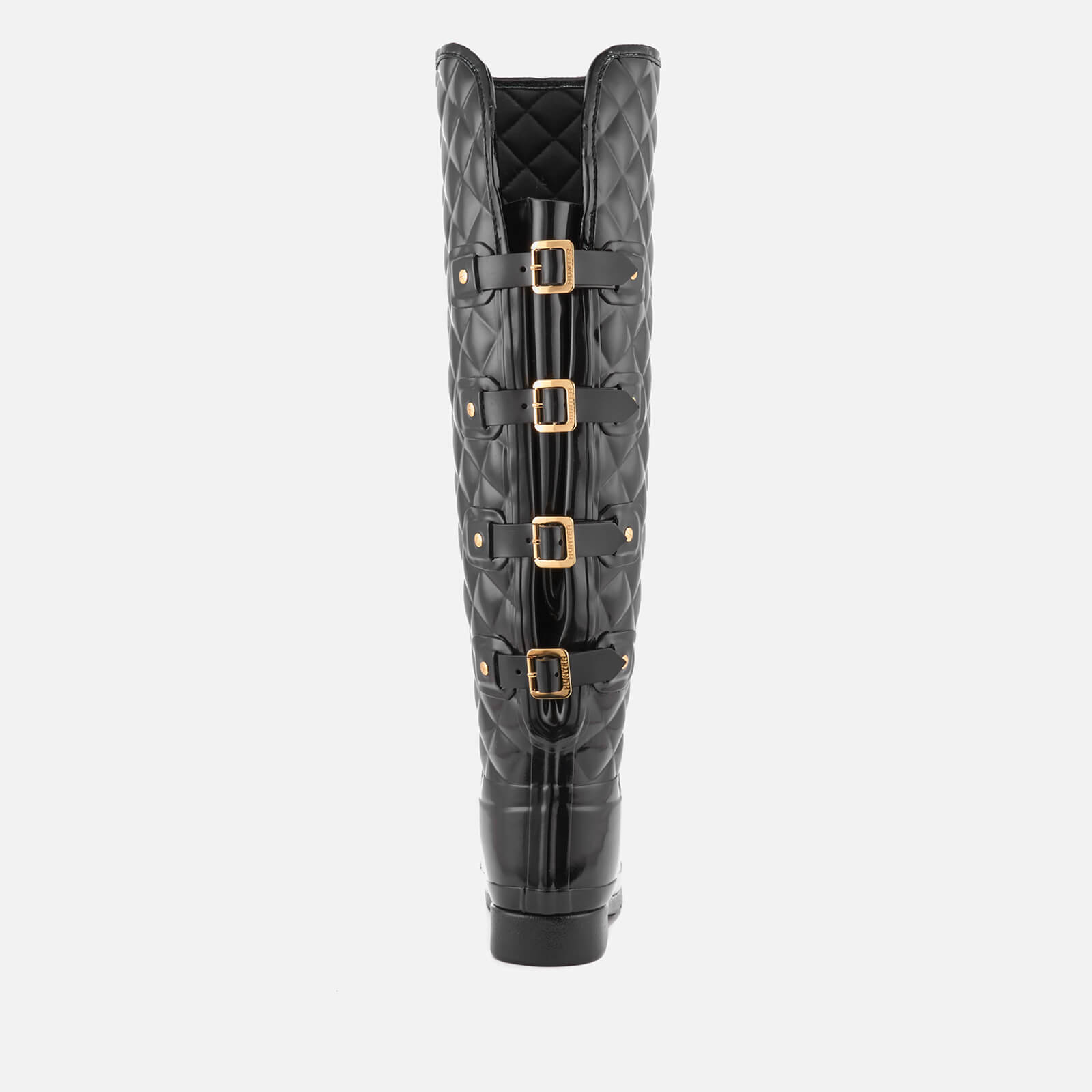 Hunter Women s Refined Over the Knee Gloss Quilted Boots Black Allsole