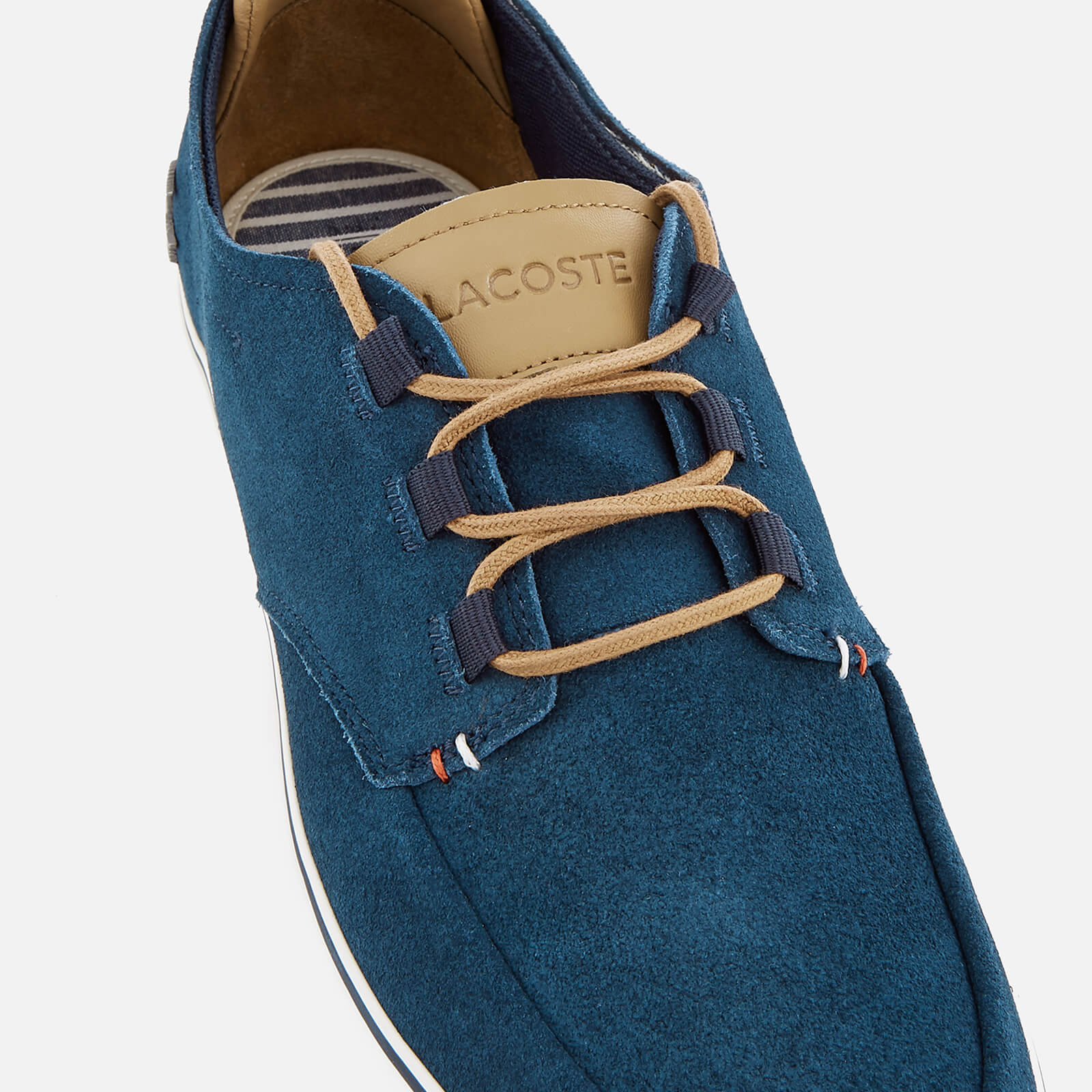 Lacoste Men s Esparre Deck 118 1 Suede Boat Shoes Navy Light Brown Allsole