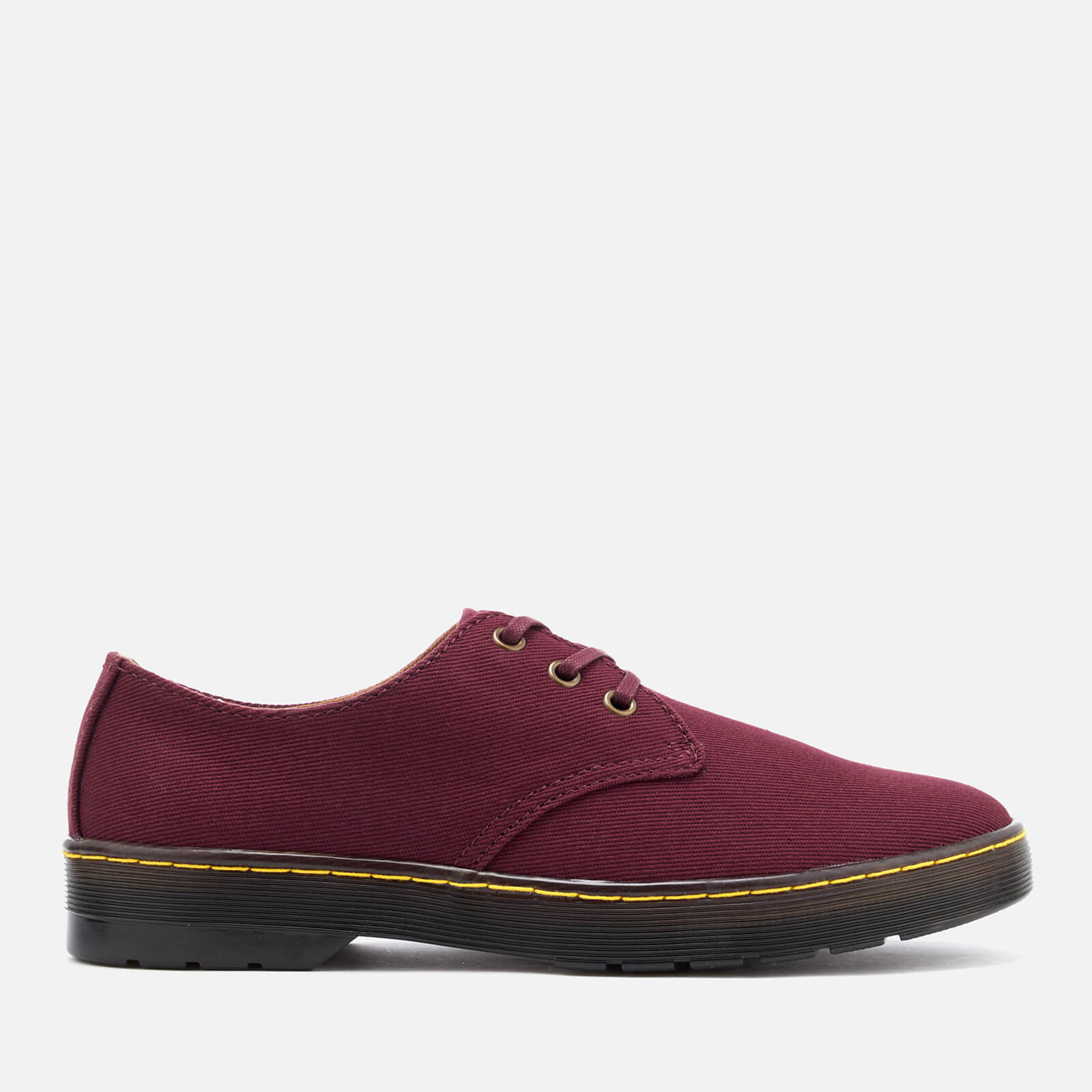 Dr. Martens Men s Delray Overdyed Twill Canvas Lace Shoes Oxblood Allsole