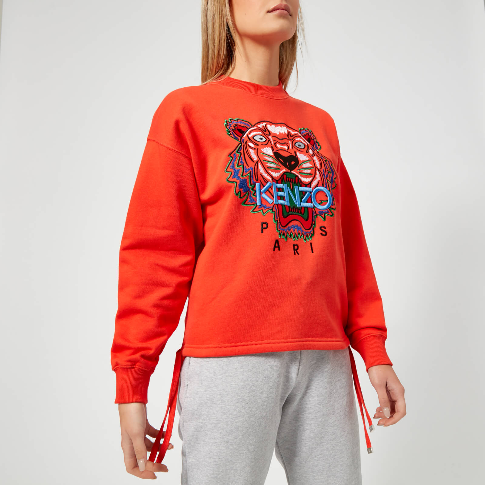 KENZO Women s Embossed Tiger Unbrushed Molleton Sweatshirt Medium Red Coggles