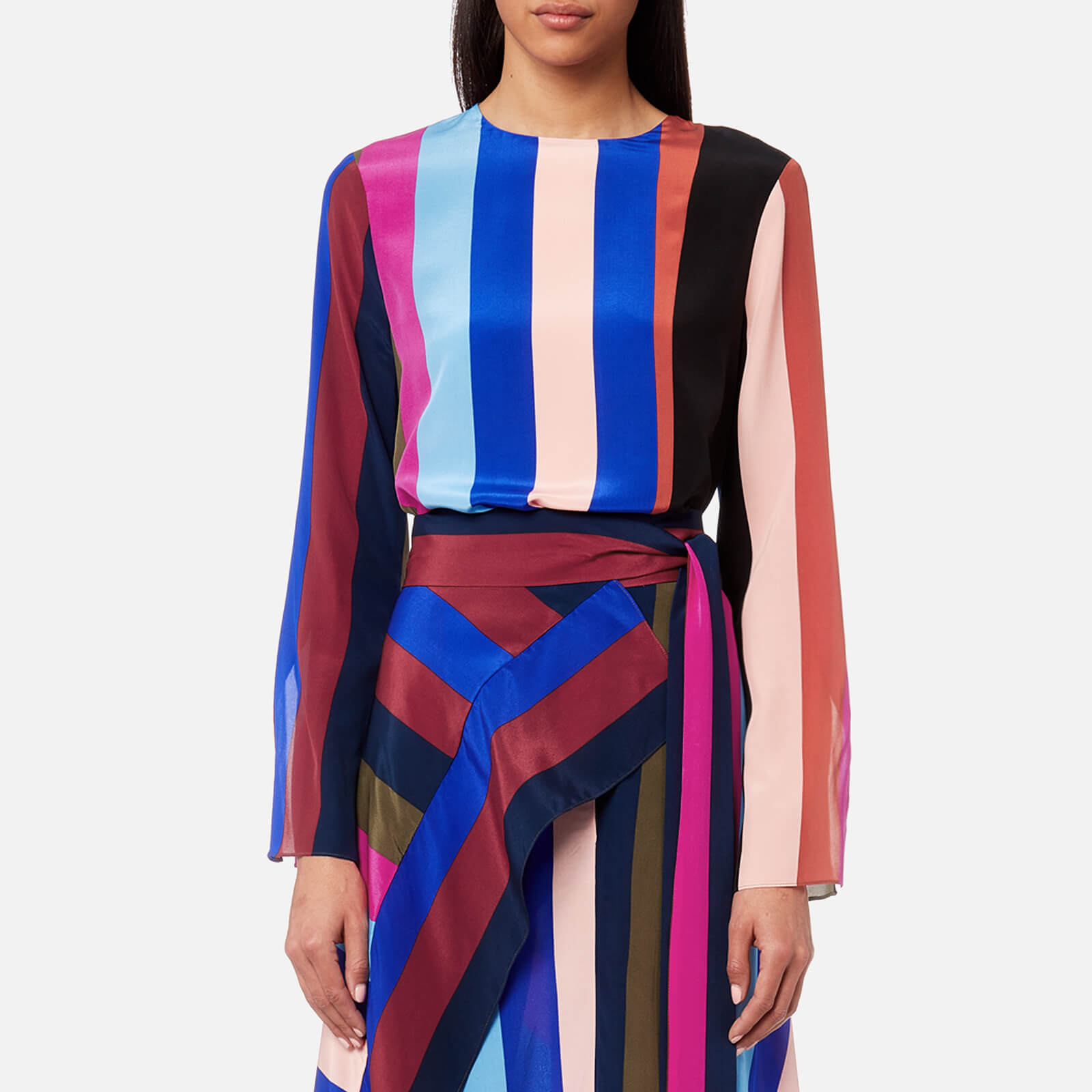 Diane von Furstenberg Women's Side Slit Shell Top - Carson Stripe  Black/Multi | Coggles