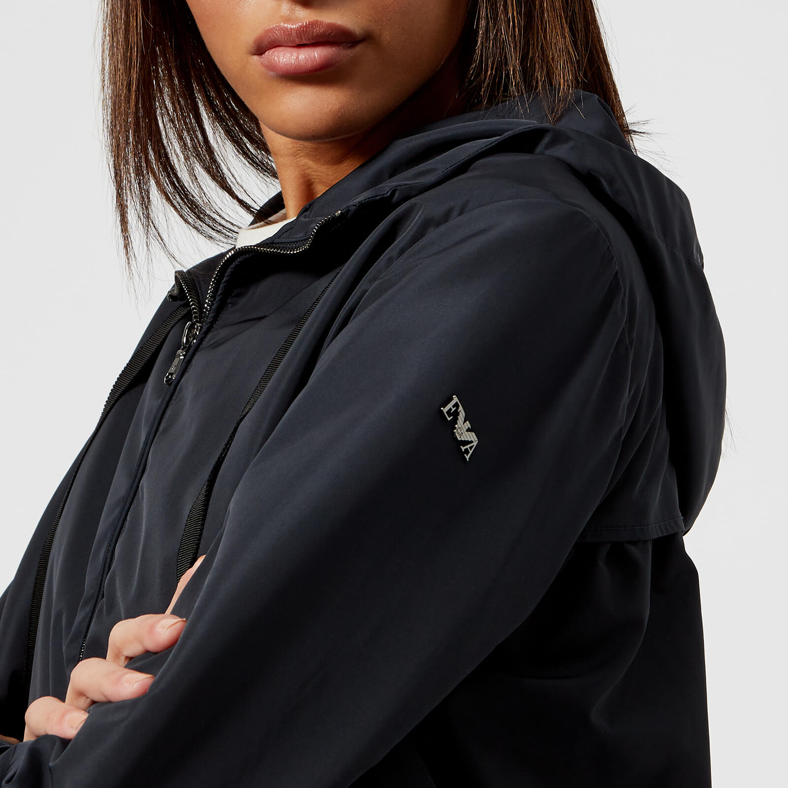 Emporio Armani Women's Hooded Blouson Jacket - Blue | Coggles