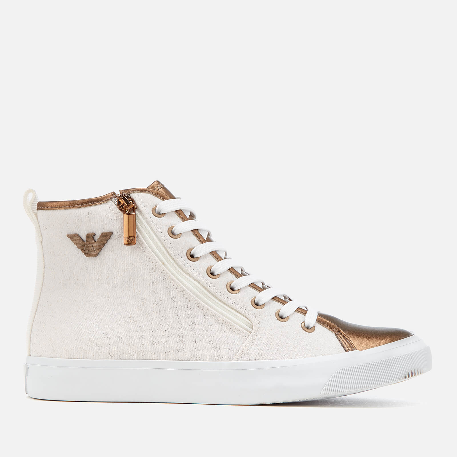 Emporio Armani Women s Venus Hi Top Trainers Gold White Allsole