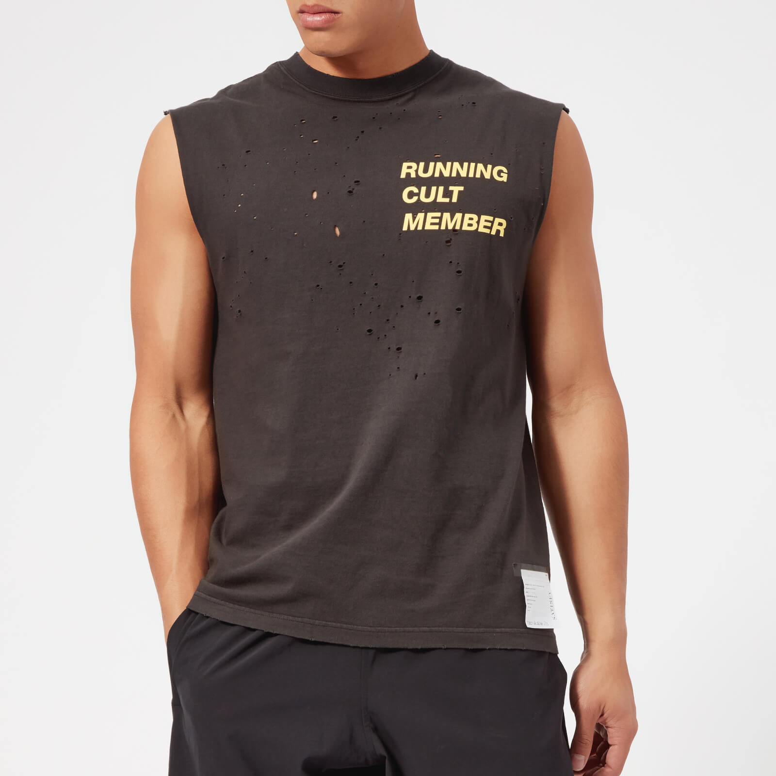 Satisfy Men s Cult Moth Eaten Muscle T Shirt Black Wash Coggles