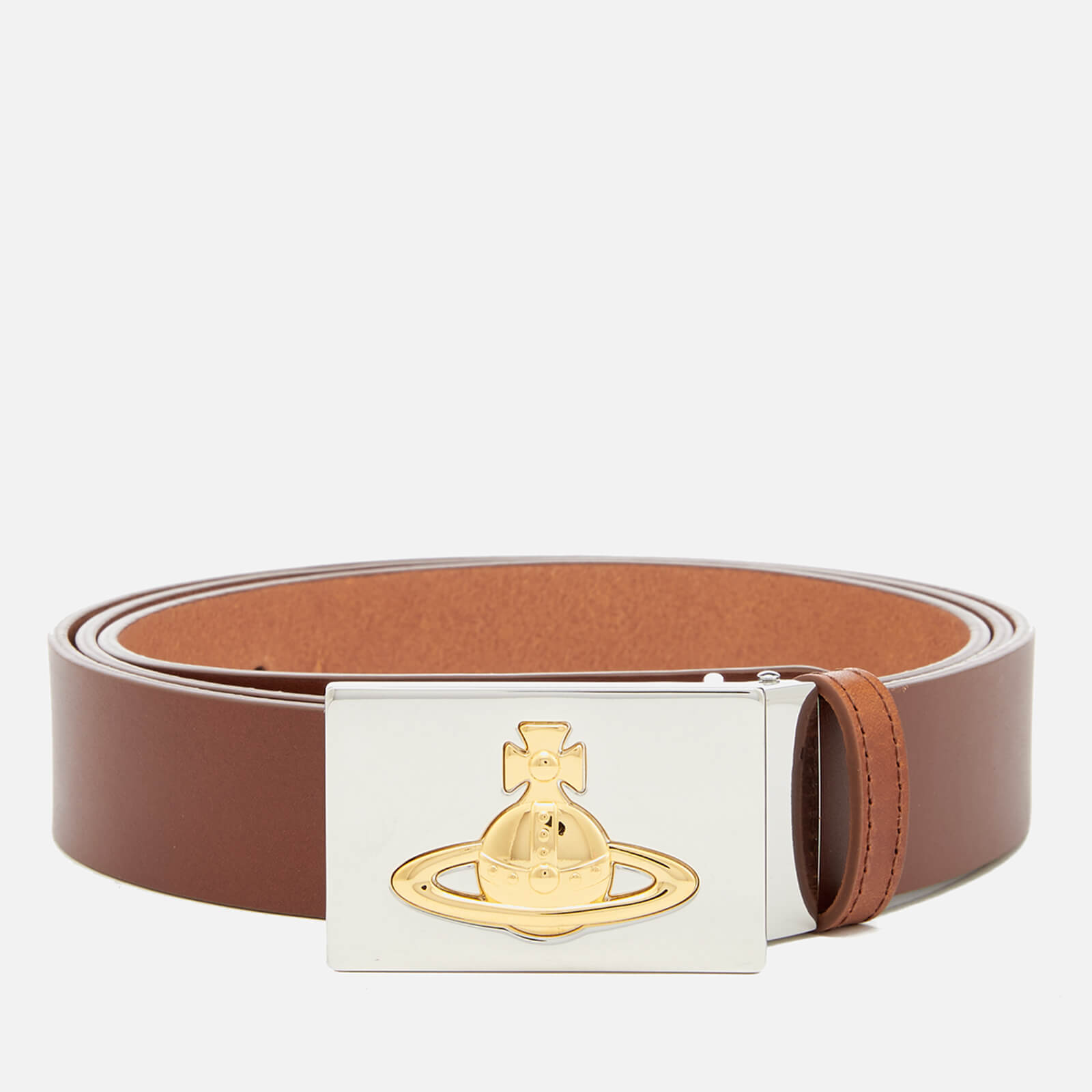 Vivienne Westwood Men s Square Buckle Gold Belt Tan Coggles