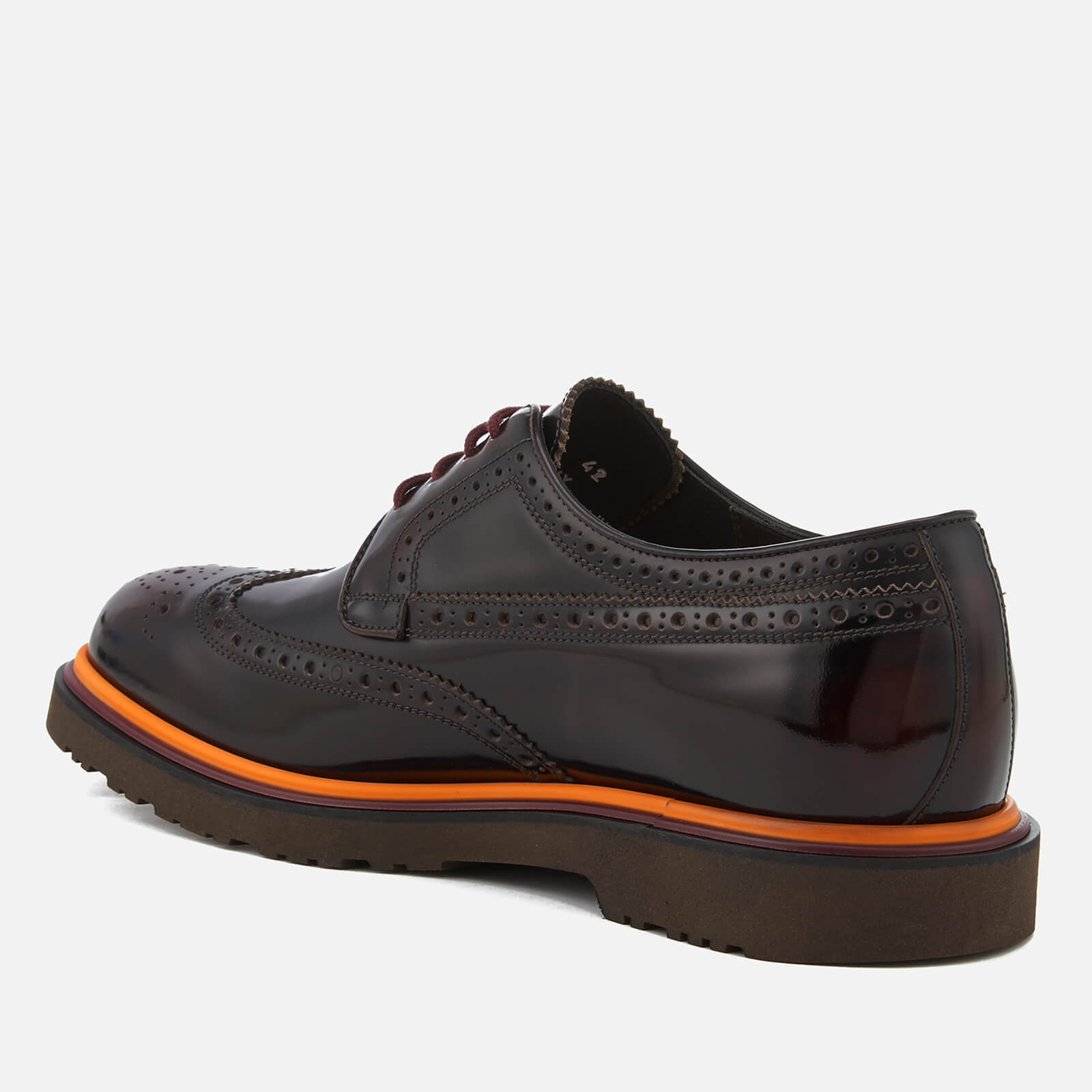 Paul Smith Men s Crispen High Shine Leather Stack Sole Brogues Burgundy Coggles