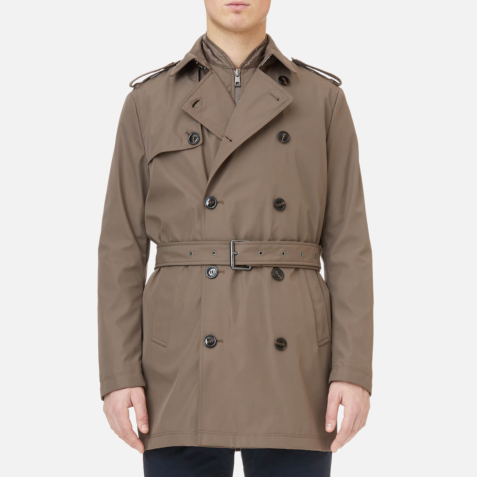 Michael Kors Men s Tech Nylon 3 in 1 Trench Coat Taupe Coggles