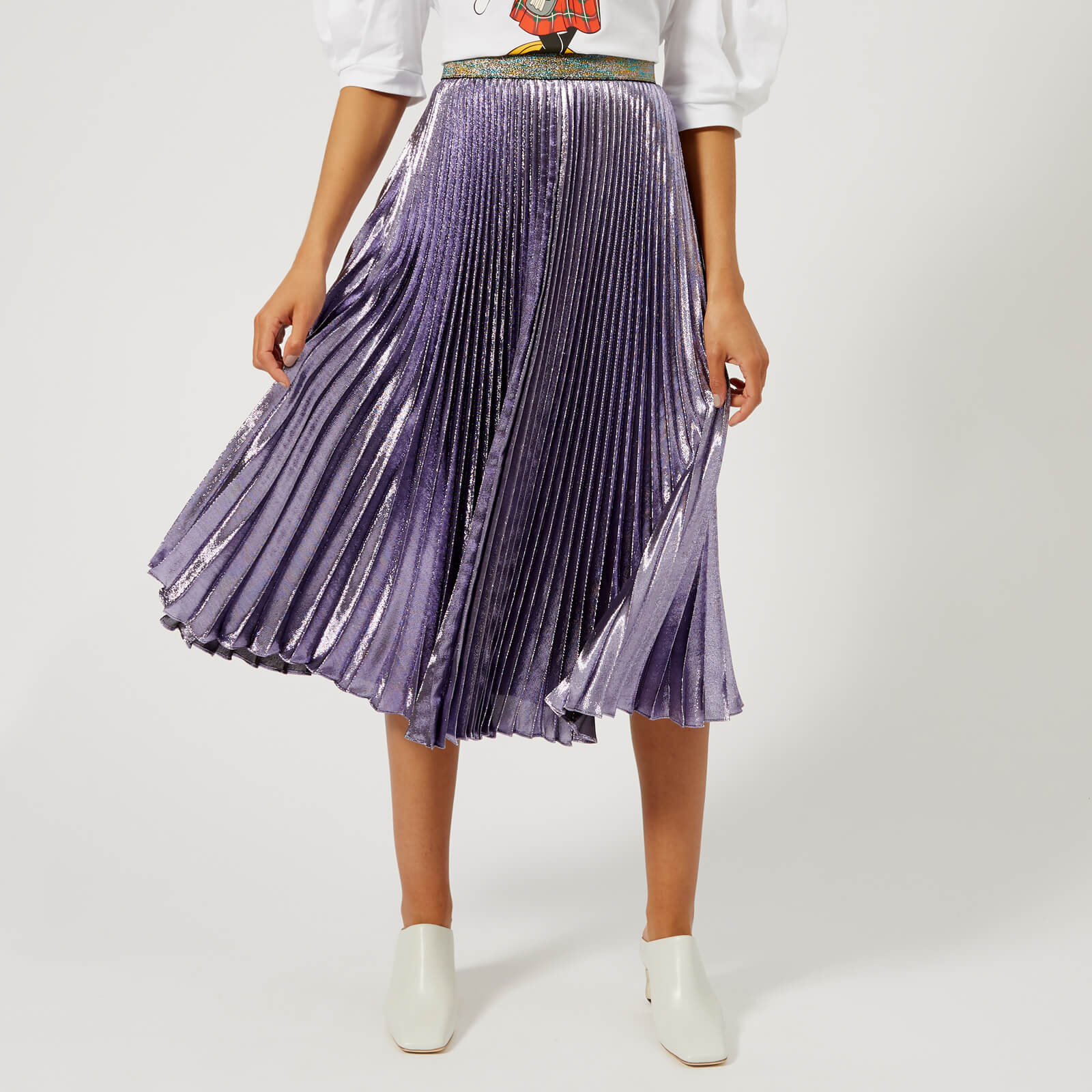 Christopher Kane Women's Lame Pleated Skirt - Purple | Coggles