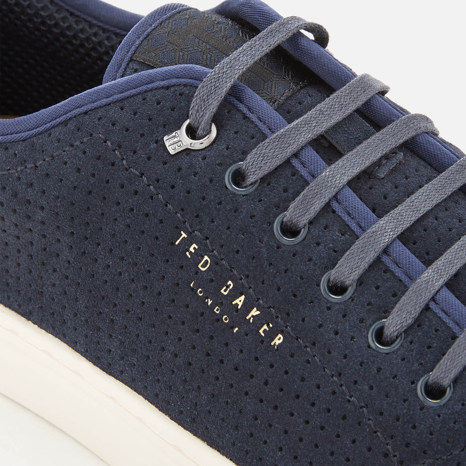 Ted Baker Men s Kaliix Perforated Suede Low Top Trainers Dark Blue Allsole