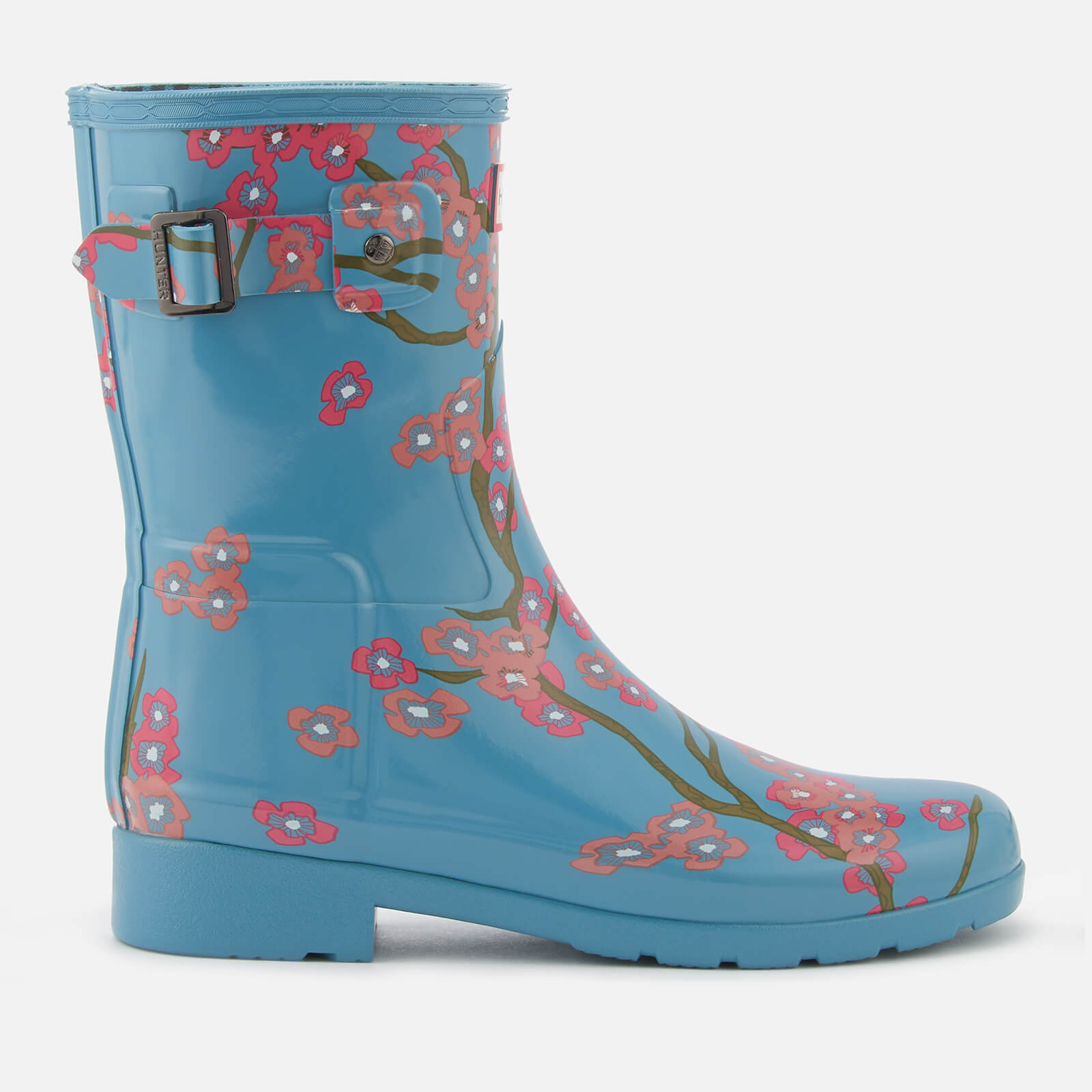 Hunter Women s Refined Blossom Print Short Wellies Soft Pine Floral Coggles