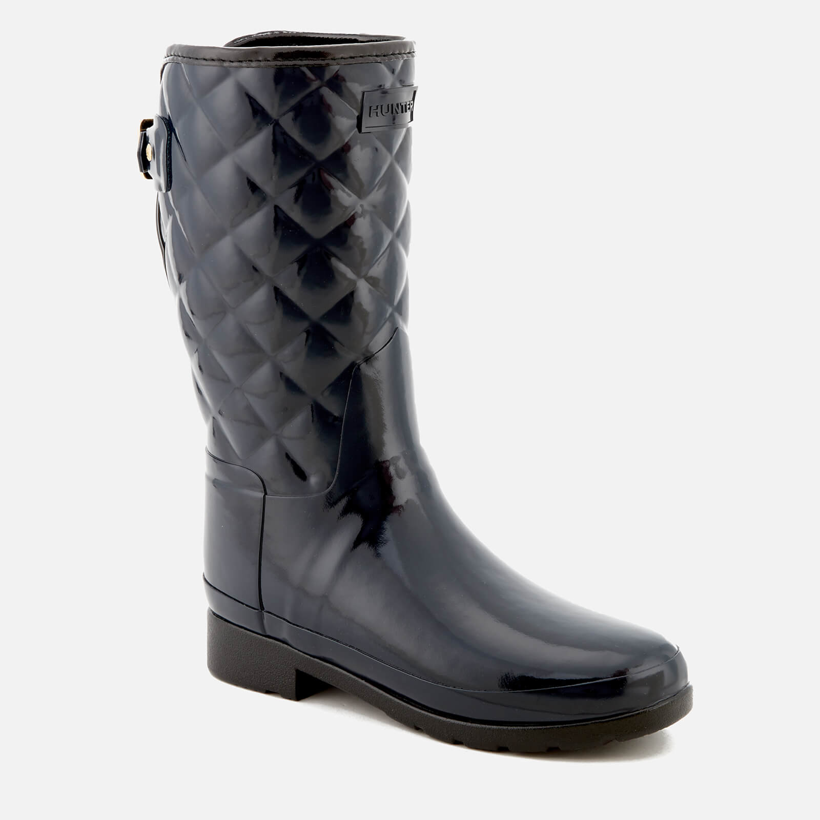 Hunter Women's Refined Gloss Quilt Short Wellies - Navy | Allsole