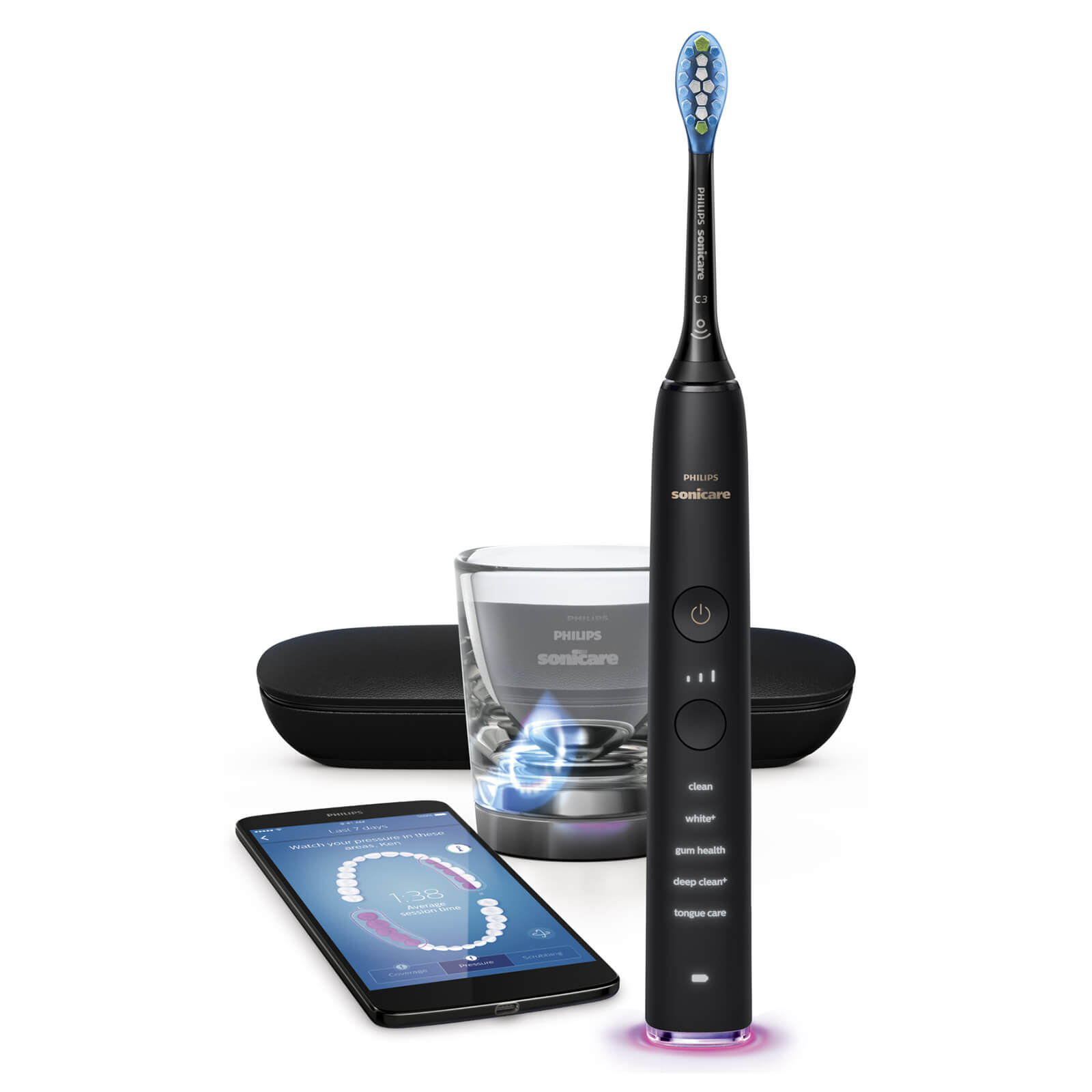 Cepillo de dientes eléctrico Sonicare DiamondClean Smart en negro HX9924/14 de Philips
