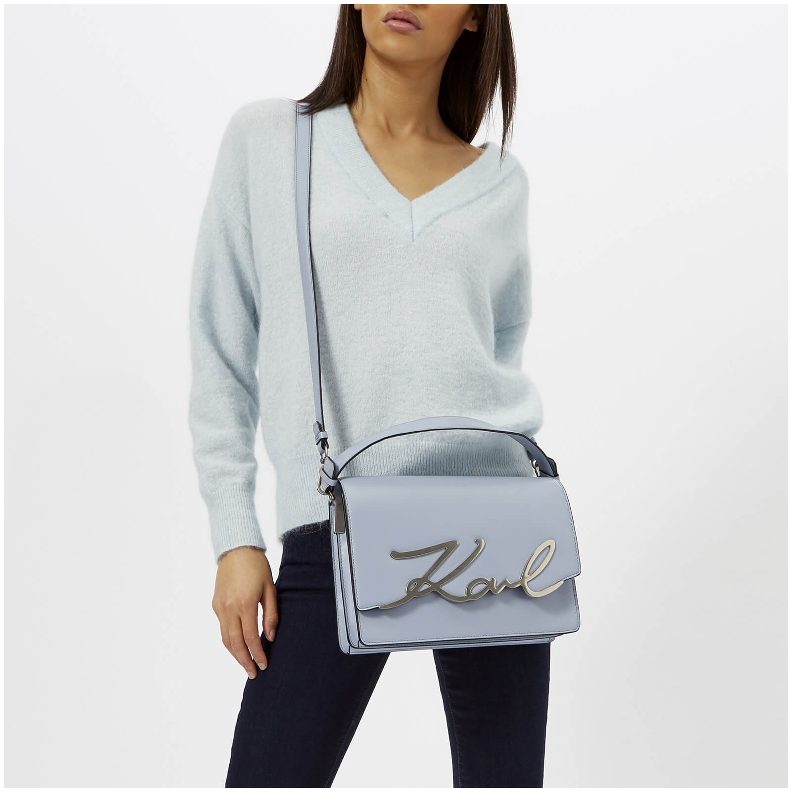 Karl Lagerfeld Women s K Signature Big Shoulder Bag Mistic Blue Coggles