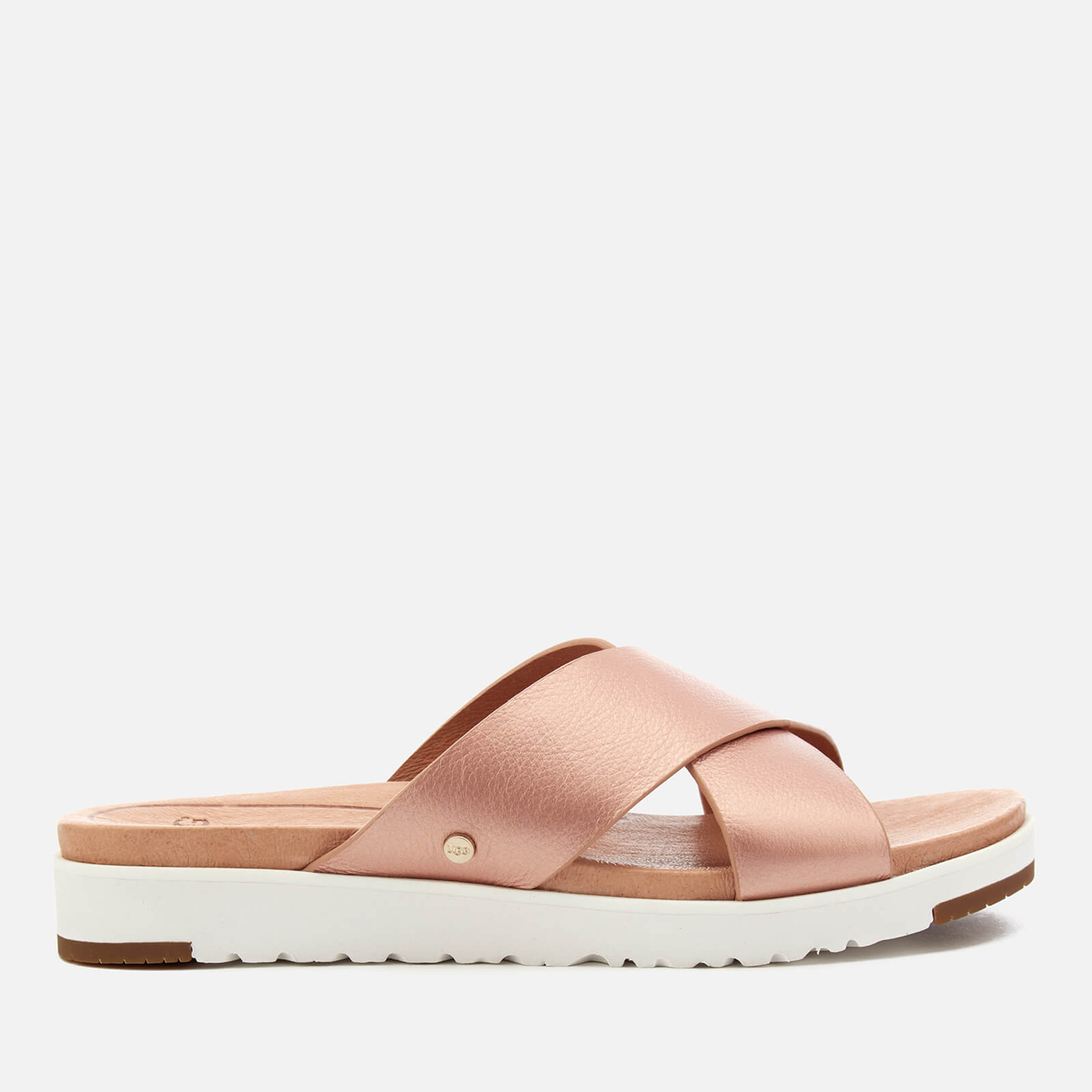UGG Women s Kari Metallic Cross Strap Slide Sandals Rose Gold Allsole