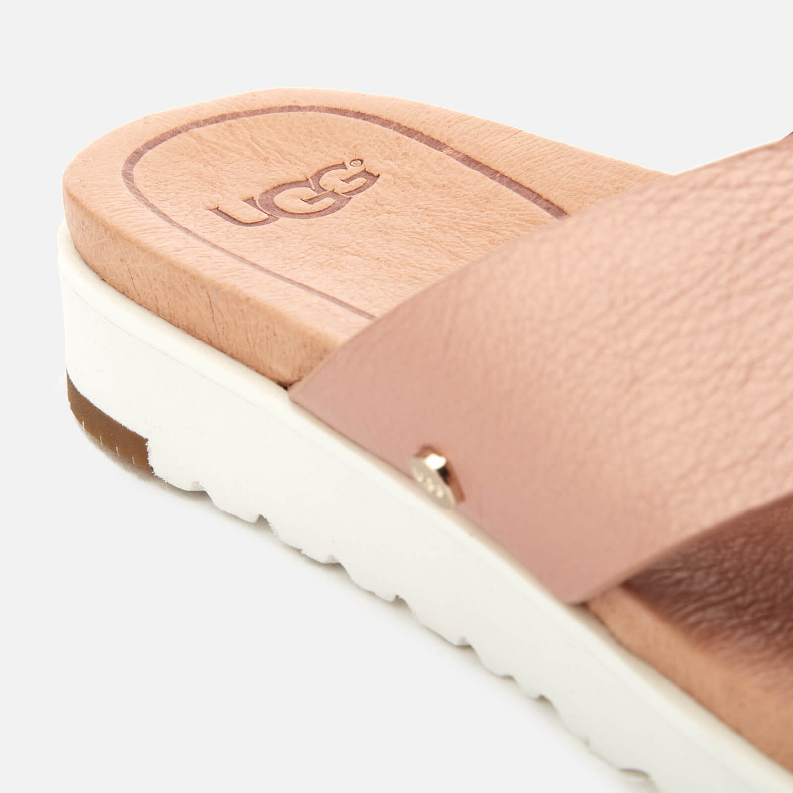 UGG Women s Kari Metallic Cross Strap Slide Sandals Rose Gold Allsole