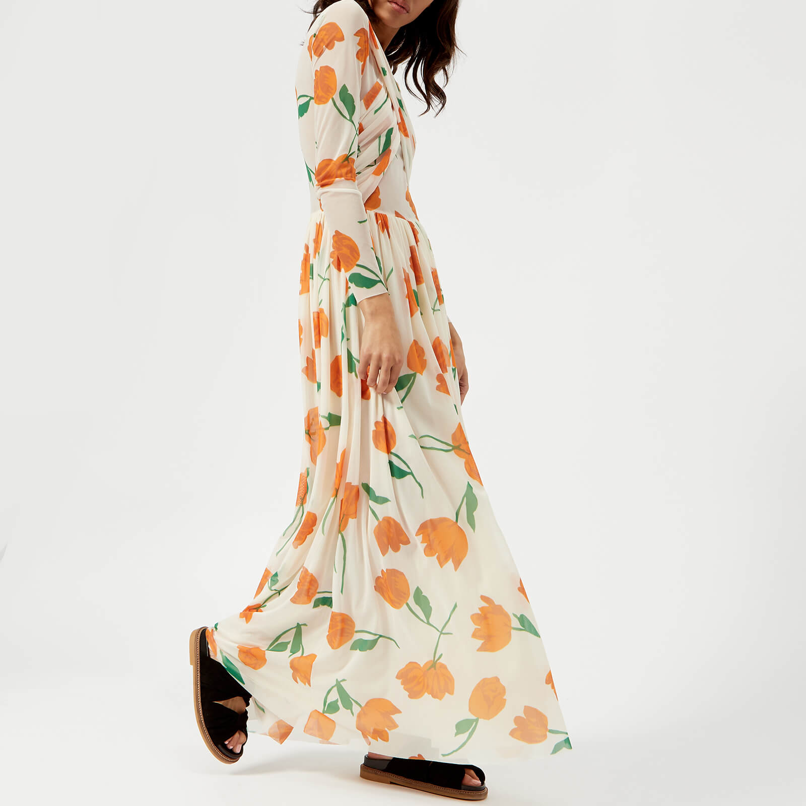Ganni tilden top mesh maxi dress