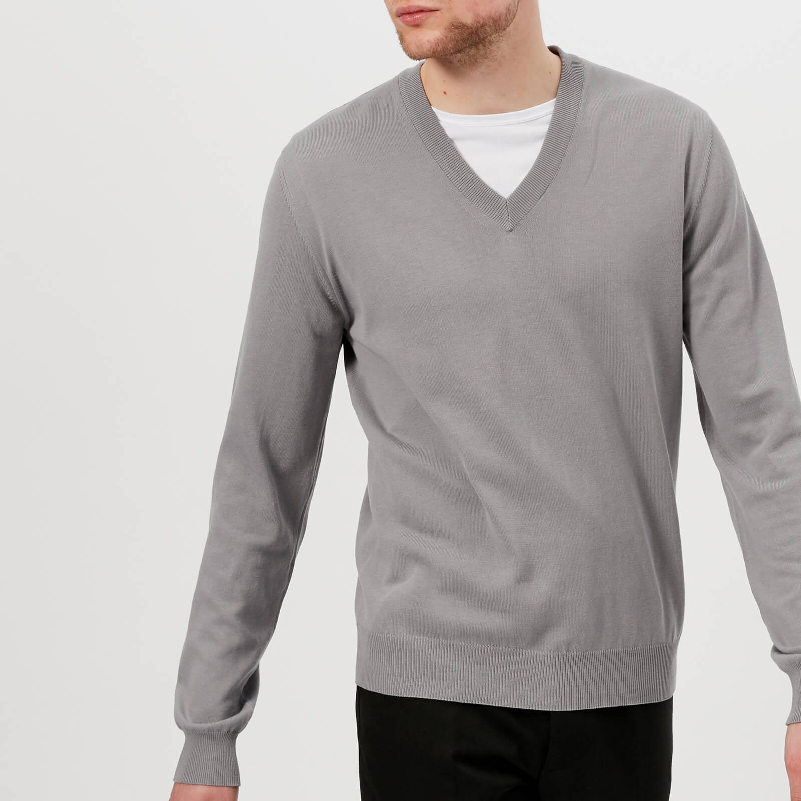 Maison Margiela Men s Elbow Patch V Neck Jumper Grey Coggles