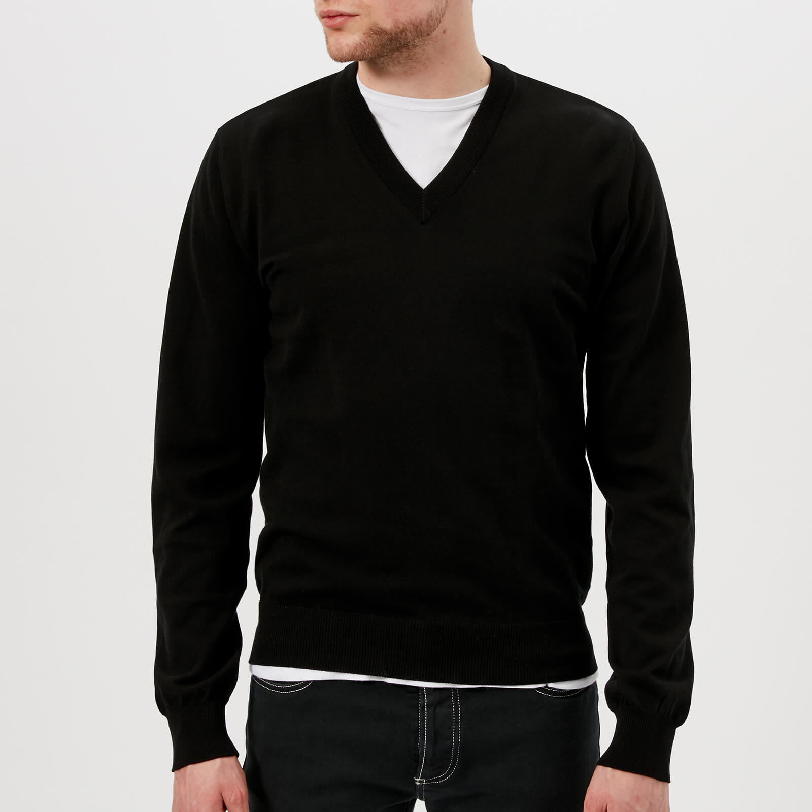 Maison Margiela Men s Elbow Patch V Neck Jumper Black Coggles