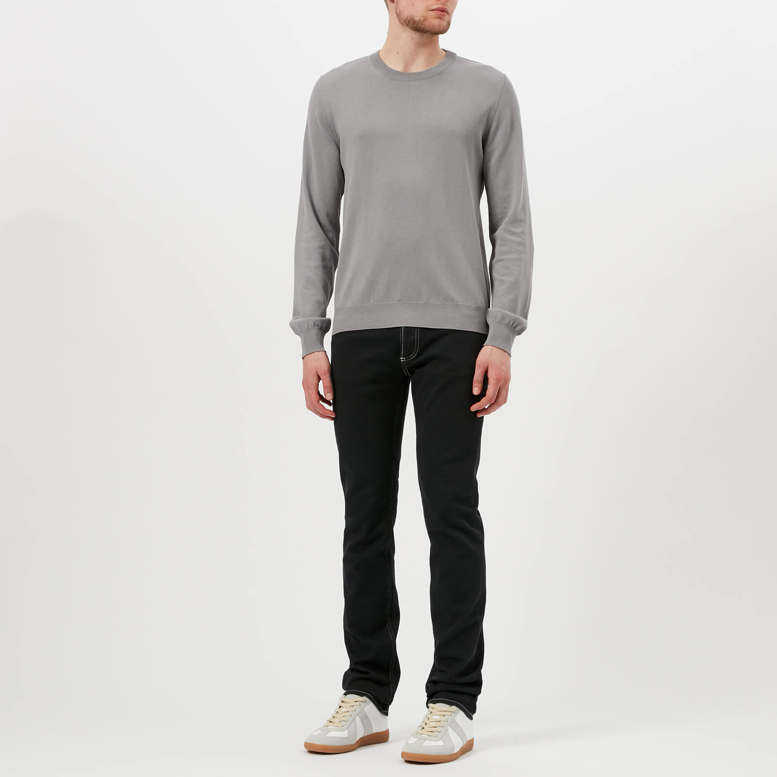 Maison Margiela Men's Elbow Patch Crew Neck Jumper - Grey Maison Margiela Men's Elbow Patch Crew Neck Jumper - Grey
