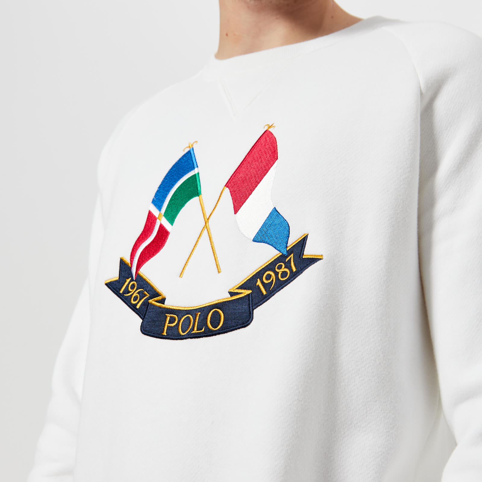 Polo Ralph Lauren Men s Cross Flags White Sweatshirt White Coggles