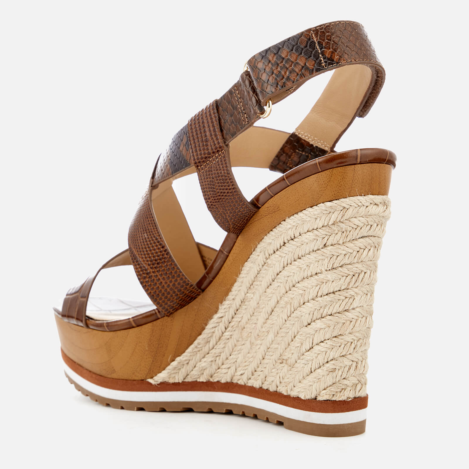 MICHAEL MICHAEL KORS Women s Mackay Embossed Croc Leather Wedged Sandals Luggage