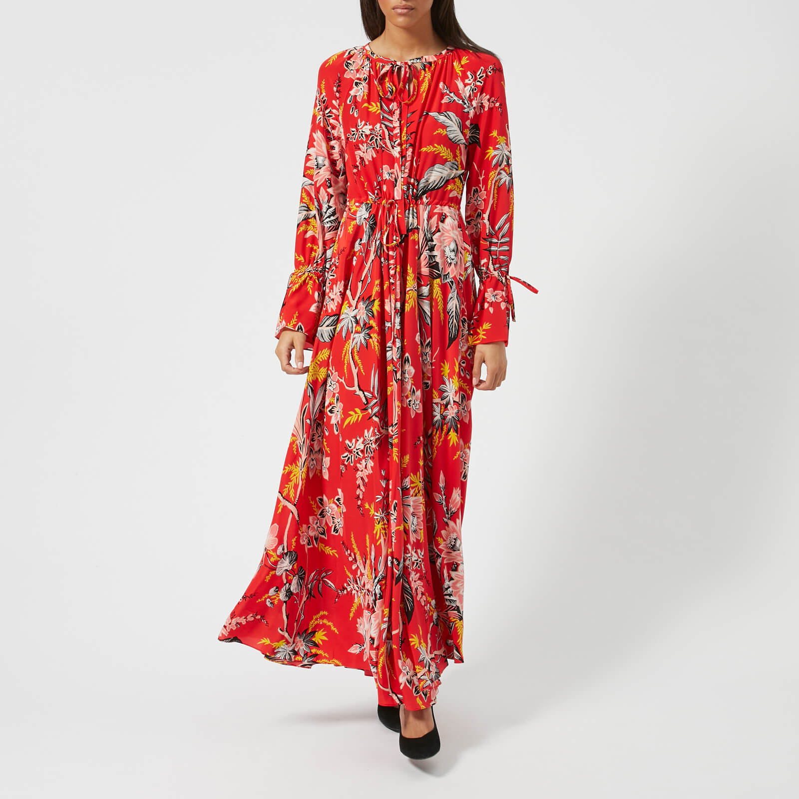 Diane von Furstenberg Women s Bethany Cinch Sleeve Maxi Dress Avalon Poppy Coggles
