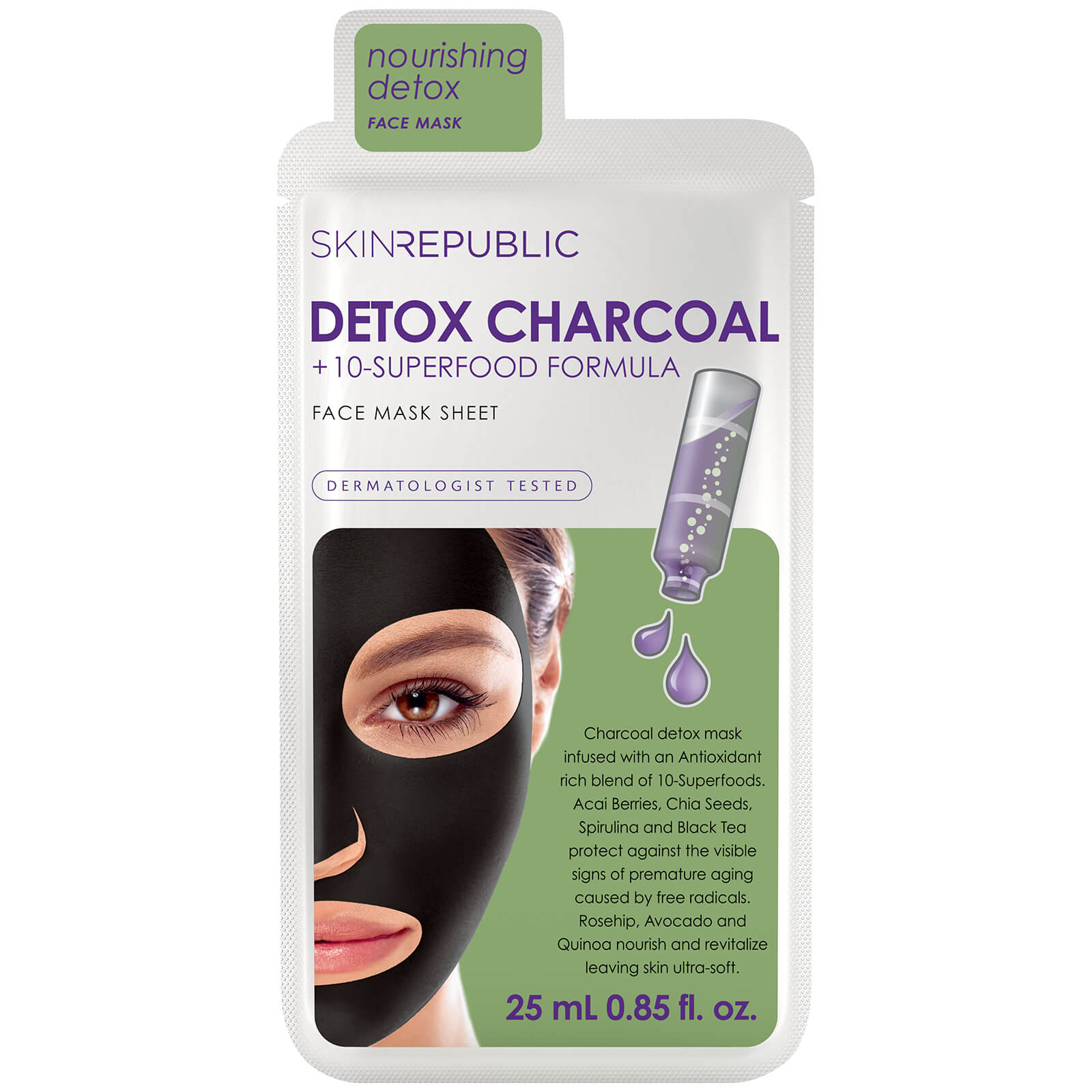 Mascarilla Superfood Detox + Charcoal de Skin Republic 25 ml