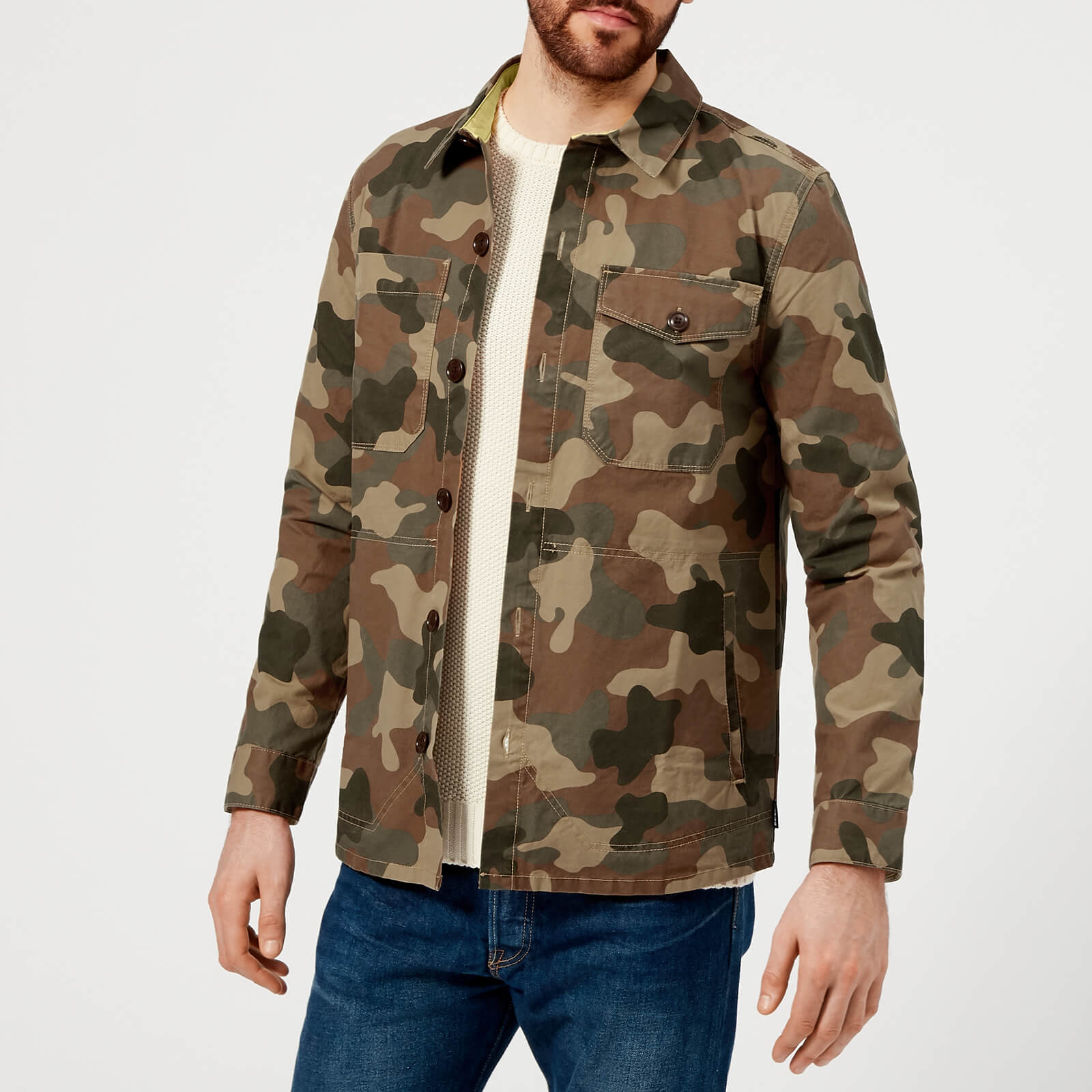 Barbour Heritage Men s Camo Button Through Overshirt Olive Coggles