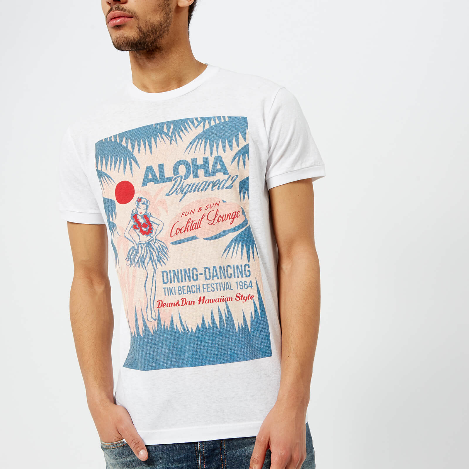 ☆新作☆【関税送料込】DSQUARED2 T-shirt Whit Maxi Print Dsquared2 - White T-shirt with 