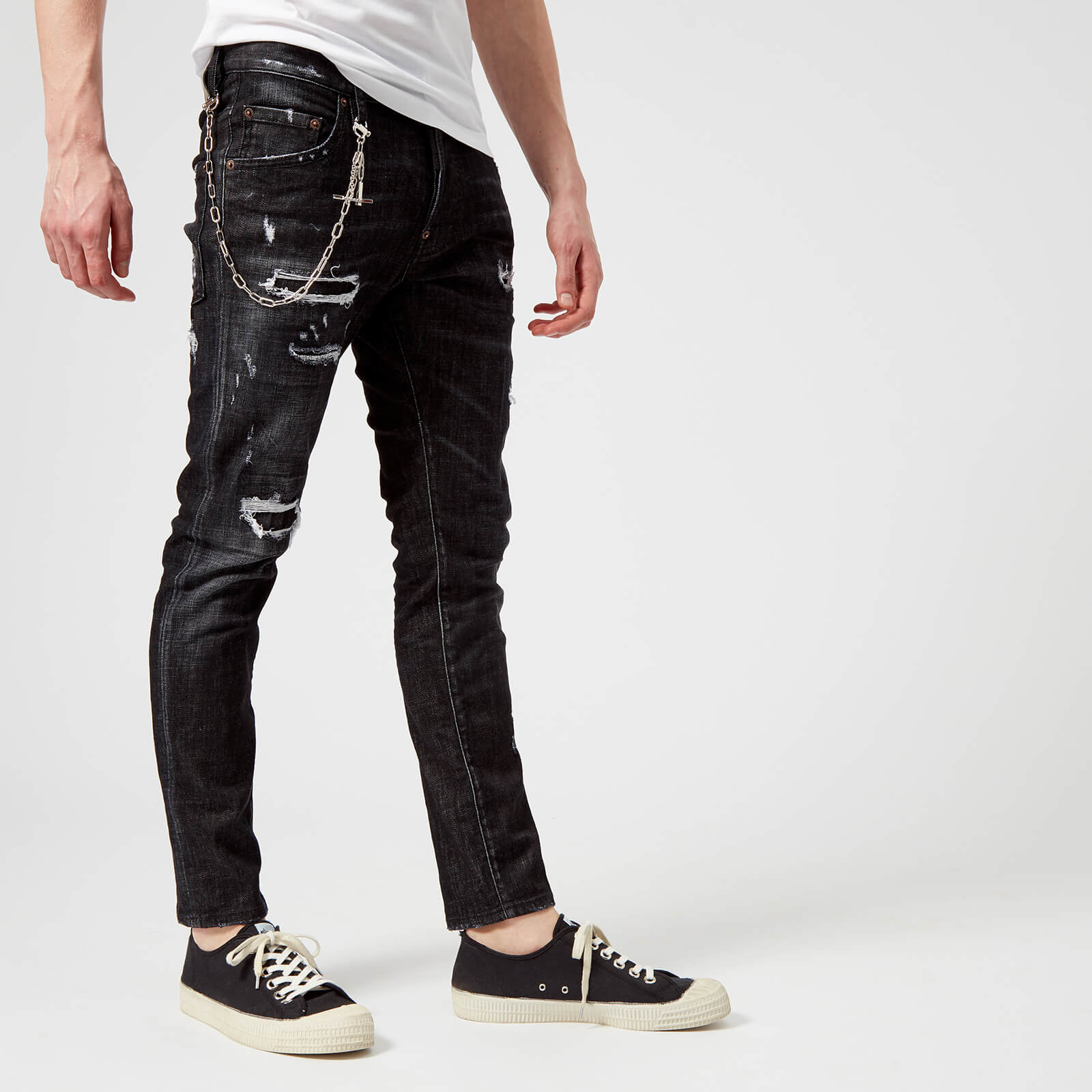 関送込☆D SQUARED2☆Black Diamond & Studs Wash Skater Jeans Black Diamond & Studs Wash Skater Jeans